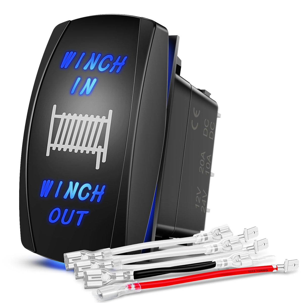 Nilight 90005B Momentary Laser Rocker Switch 7Pin Winch in Winch Wiring Harness Kit 20A/12V 10A/24V Switch Jumper Wires Set,2 Ye