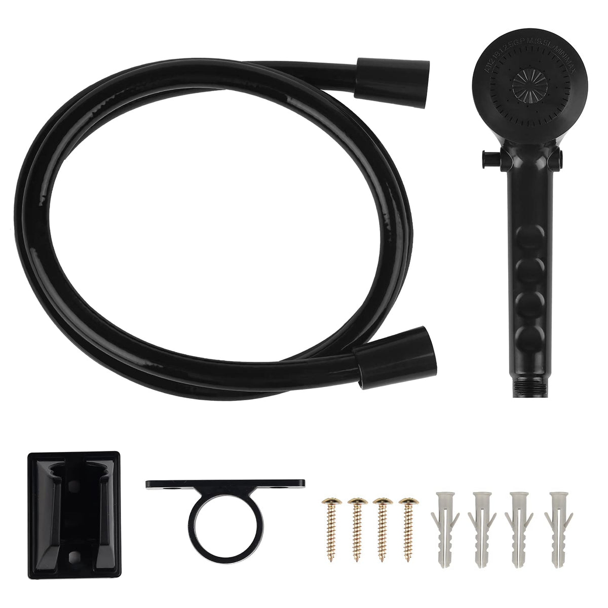 Oymov Rv Shower Head With Hose - Non-Metallic Outdoor Rv Shower Kits Replacement With Pause Function For Rvs, Fifth Wheels, Motor Homes, Travel Trailers, Campers, Boats, Black