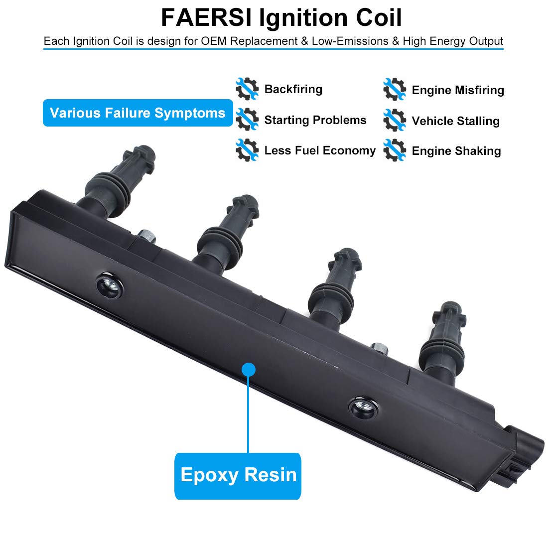 Ignition Coil Pack Compatiable With 1.4L Turbo 2011-2015 Chevy Cruze& 2014-2016 Cadillac Elr& 2012-2018 Chevy Sonic& 2015-2018 C