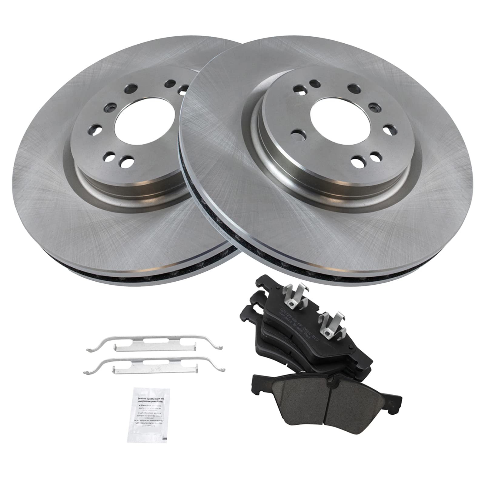 Trq Front Brake Pad & Rotor Kit Brake Pads Brake Rotor Ceramic Vented Compatible With 2007-2009 Mercedes-Benz Ml320 2006-2011 Ml