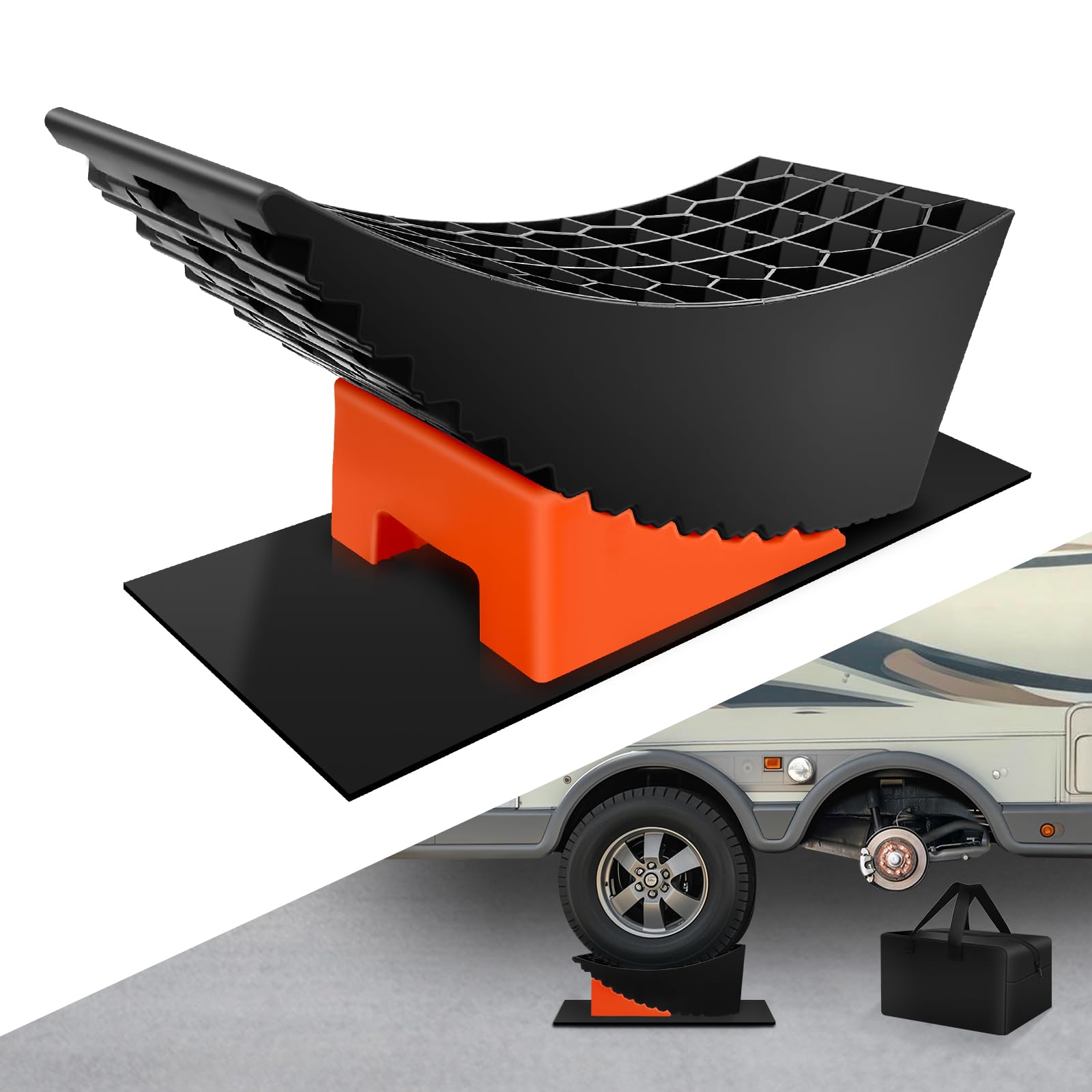 ROBLOCK Tandem Trailer Tire Change Ramp, Tire Lifts Up to 6.3, Raised Tire Change Ramp for Trailers Campers, RV Leveling Blocks 