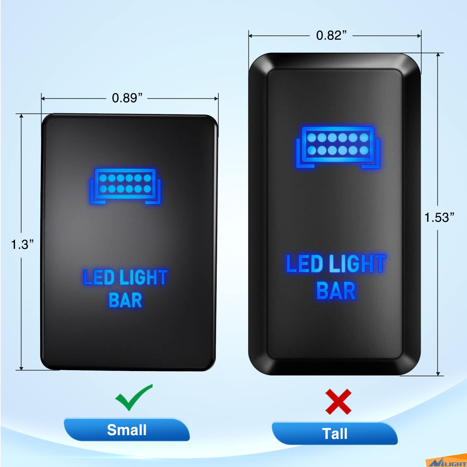 Nilight LED Light BAR Push Button Switch 12V ON Off with Connector Wire Kit 1.28'' x 0.87'' Replacement for Toyota Sequoia Highl