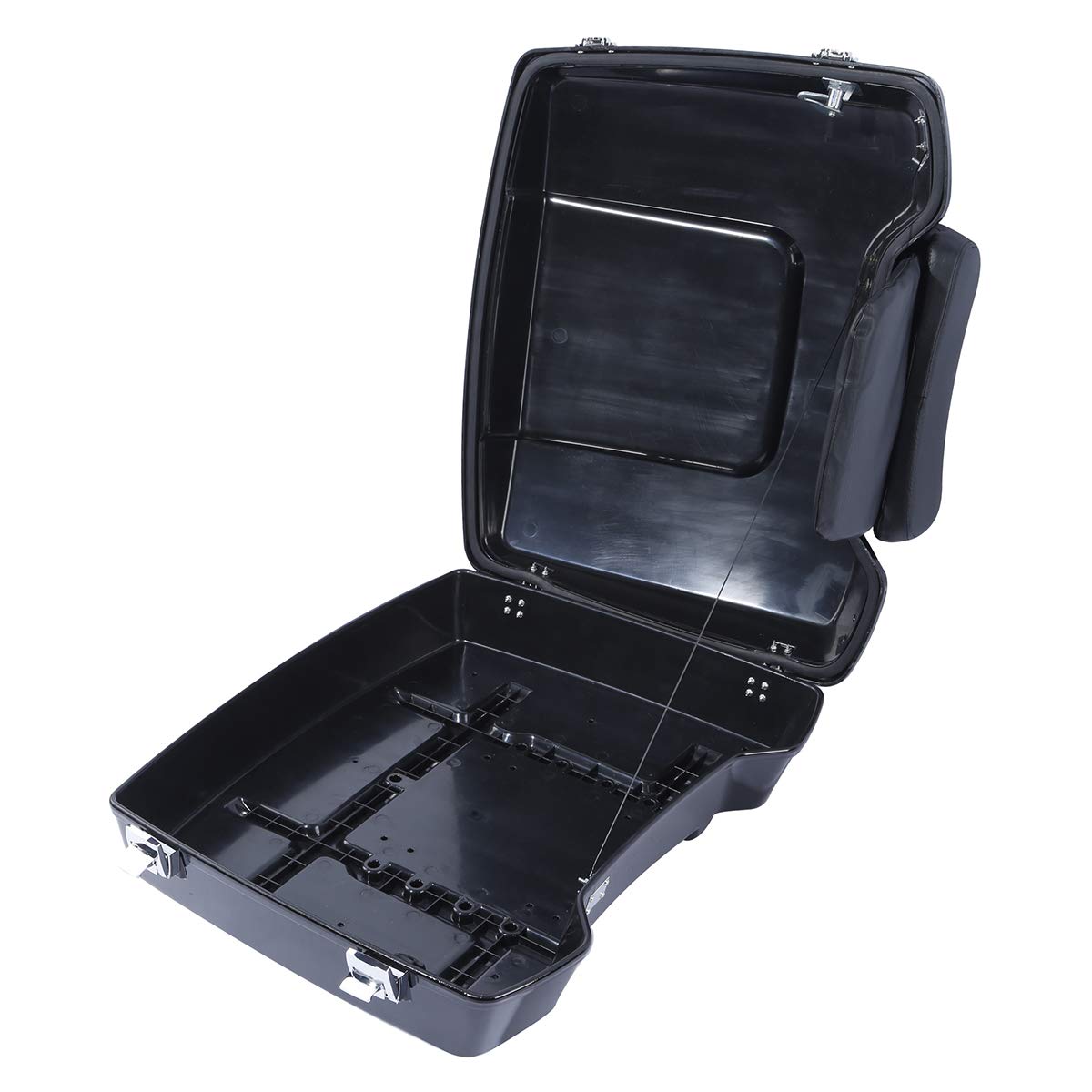 Xfmt 5.5' Razor Tour Pack Trunk W/Backrest Pad & Black Two-Up Mount Rack For Harley Touring Road King Street Glide Road Glide Electra Glide 2009-2013