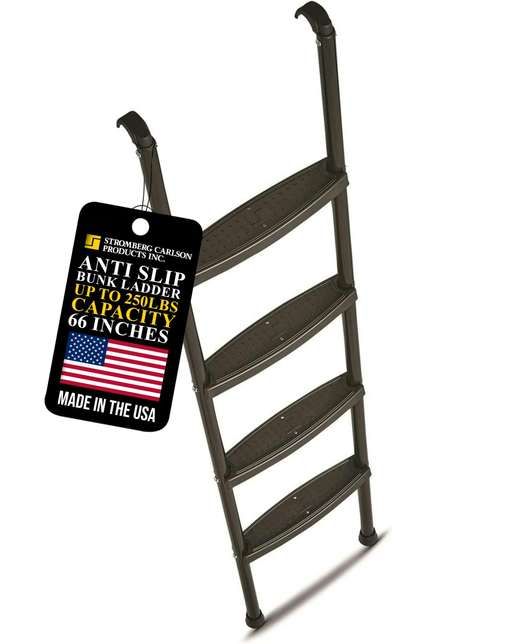 Stromberg Carlson Interior Bunk Ladder, Kd, Rv Bunk Ladder, Bunk Bed Ladder With Injection Molded Treads, Hooks And Mounting Hardware Included, Can Be Used As Dorm Loft Ladder - Black 66