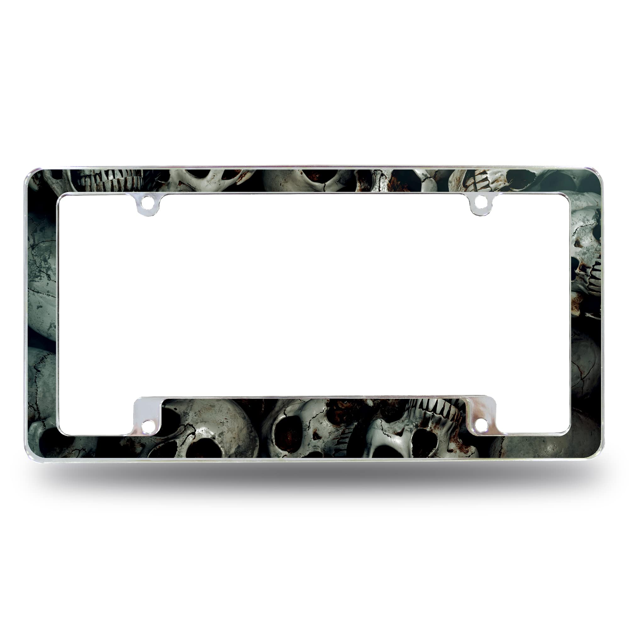 Rico Industries Skulls #4 All Over Automotive License Plate Frame for Car/Truck/SUV (12 x 6)