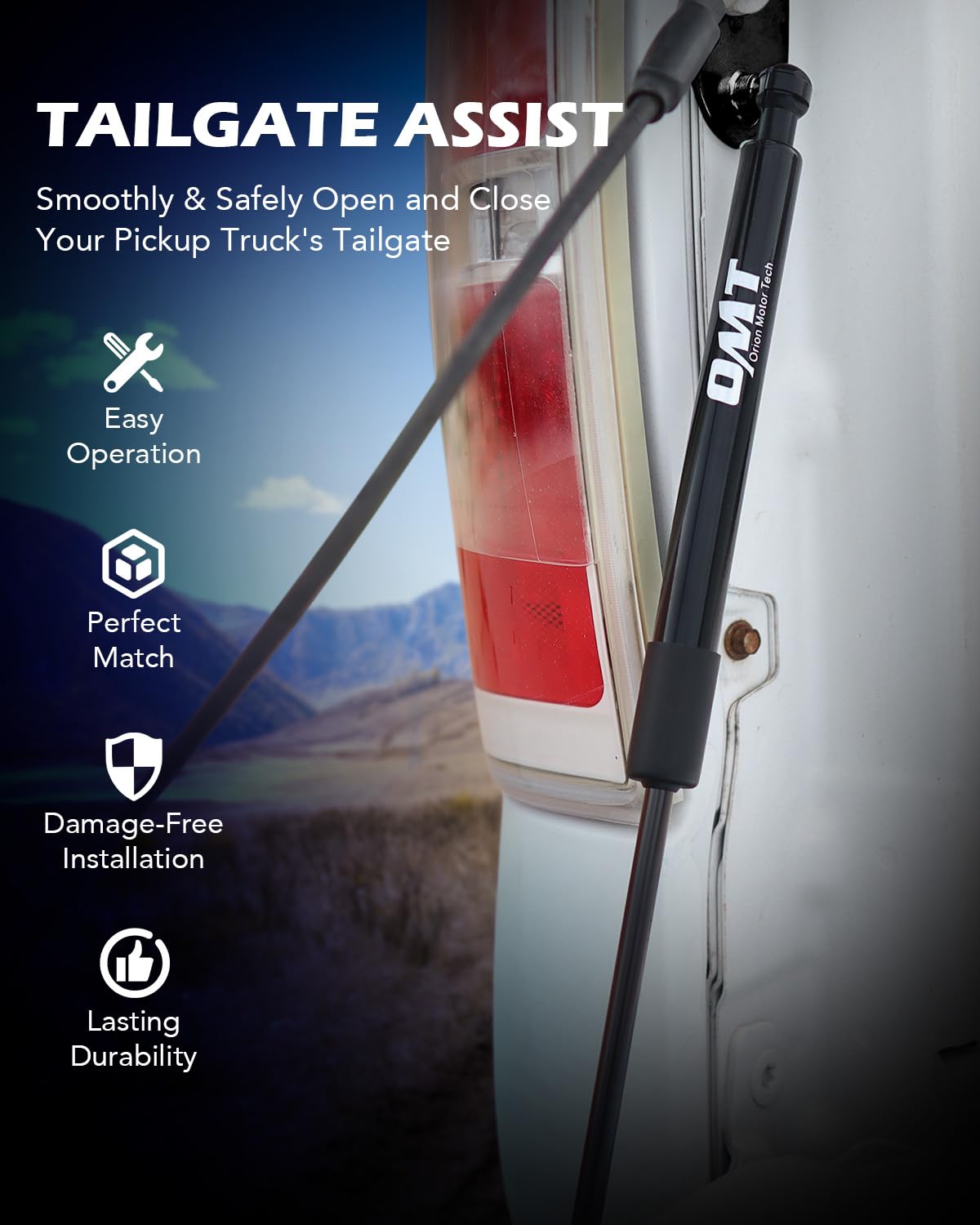 Orion Motor Tech Heavy Duty Pickup Tailgate Assist, Truck Tailgate Lift Assist Kit Compatible with 07-18 Chevy Silverado GMC Sierra 1500 & 07-19 HD 2500 3500, Truck Tailgate Shock Absorber, Black