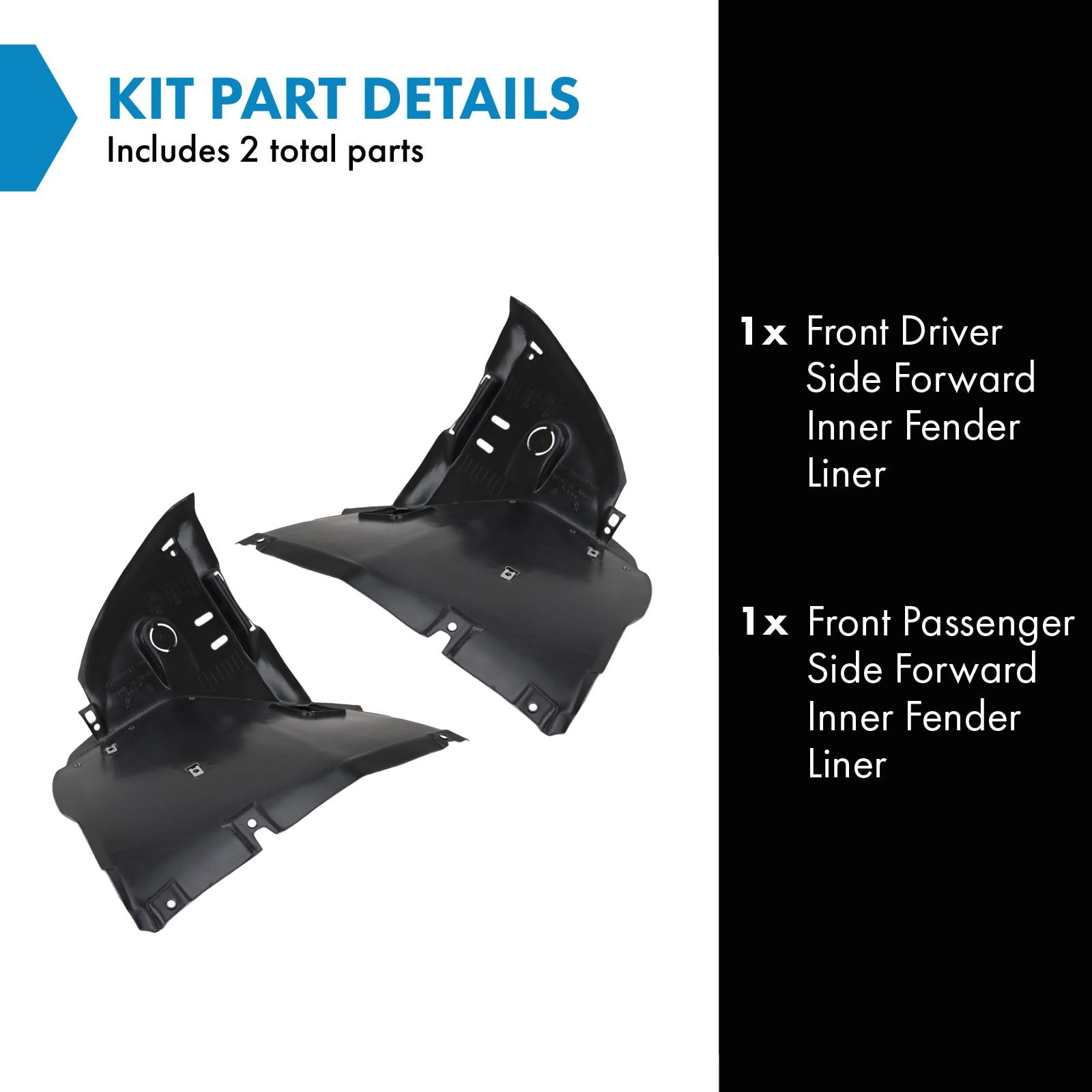 Trq Front Inner Fender Liner Set Compatible With 1999 Bmw 323I Bm1250108 Bm1251108