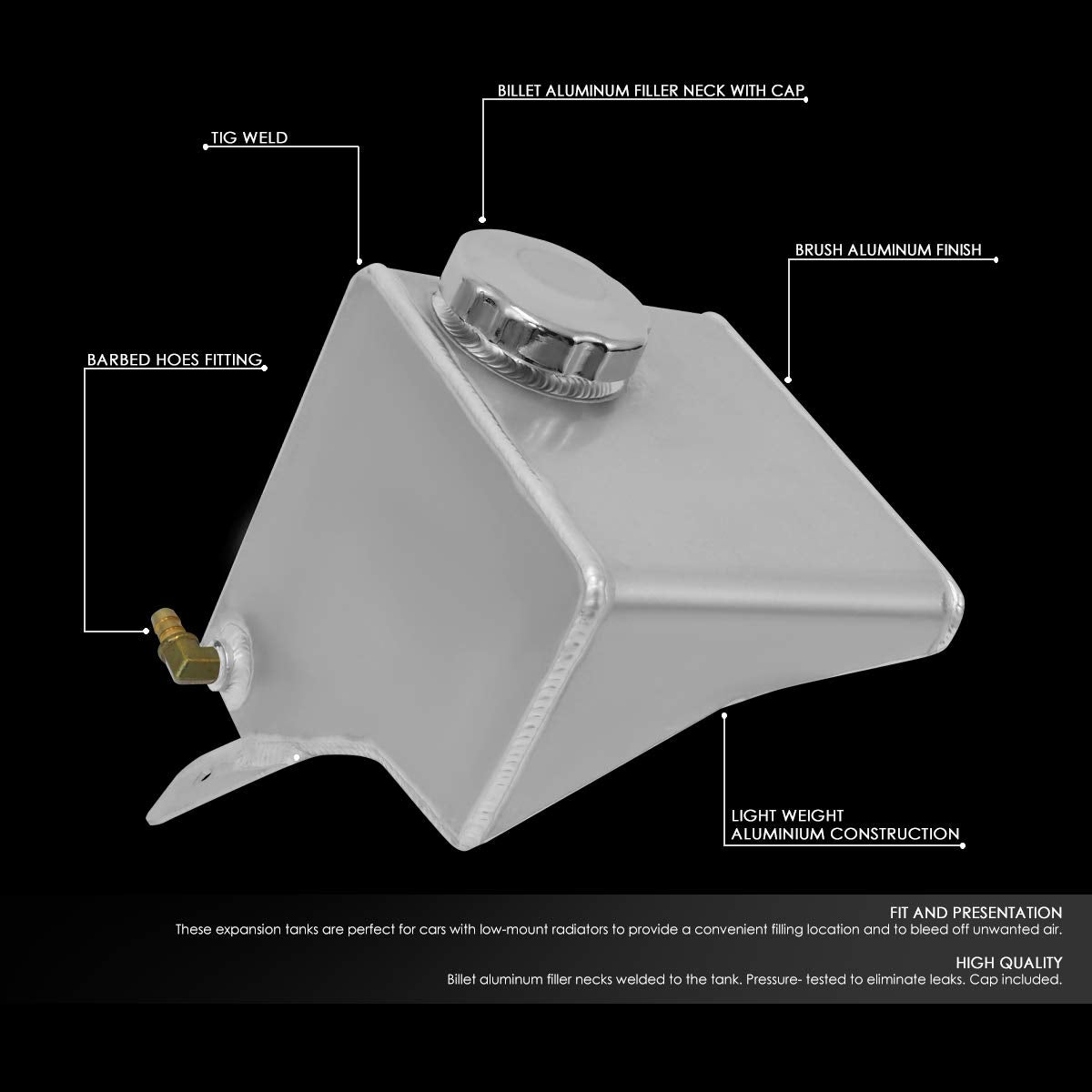 DNA MOTORING Aluminum Coolant Expansion Overflow Tank for 82-92 Camaro/Firebird - Metallic Finish