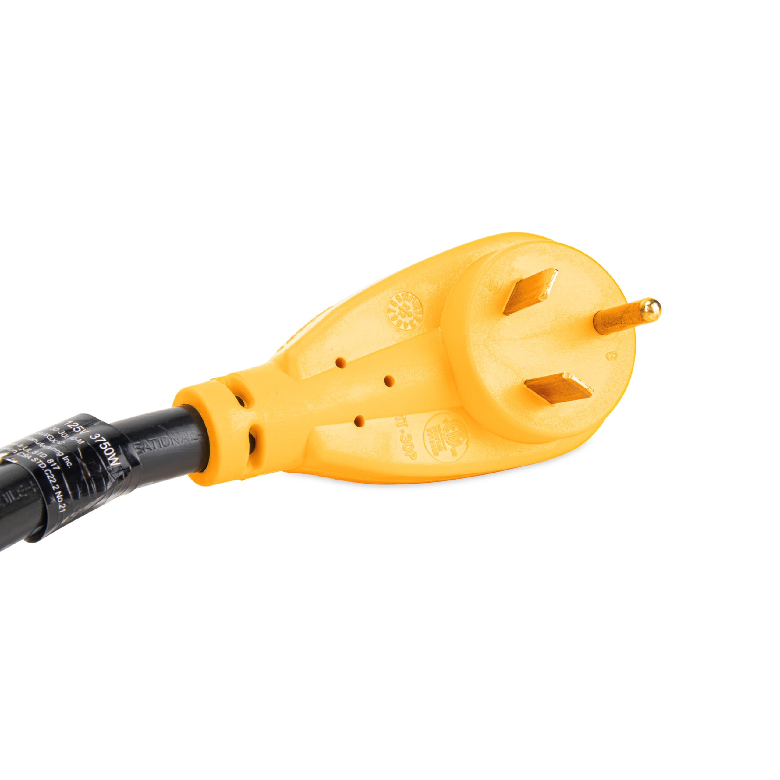 Camco Power Grip 50-Ft 30 Amp Rv Extension Cord W/90 Locking End - Rated For 125V / 3,750W - Features Threaded Locking Ring For