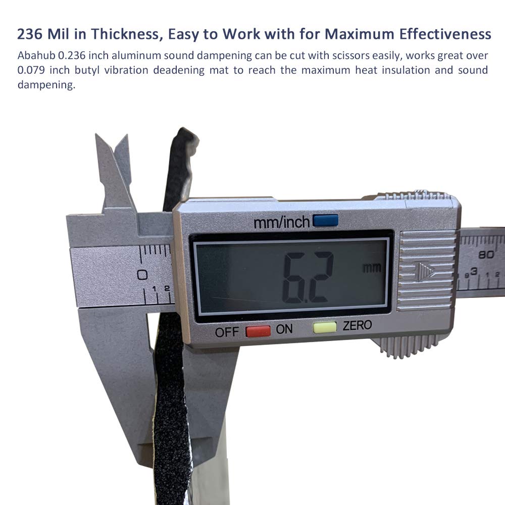 Abahub 236 Mil 16 Sqft Car Sound Deadener Hood Firewall Heat Shield Insulation Pad Automotive Sound Deadening Mat Aluminum Roll