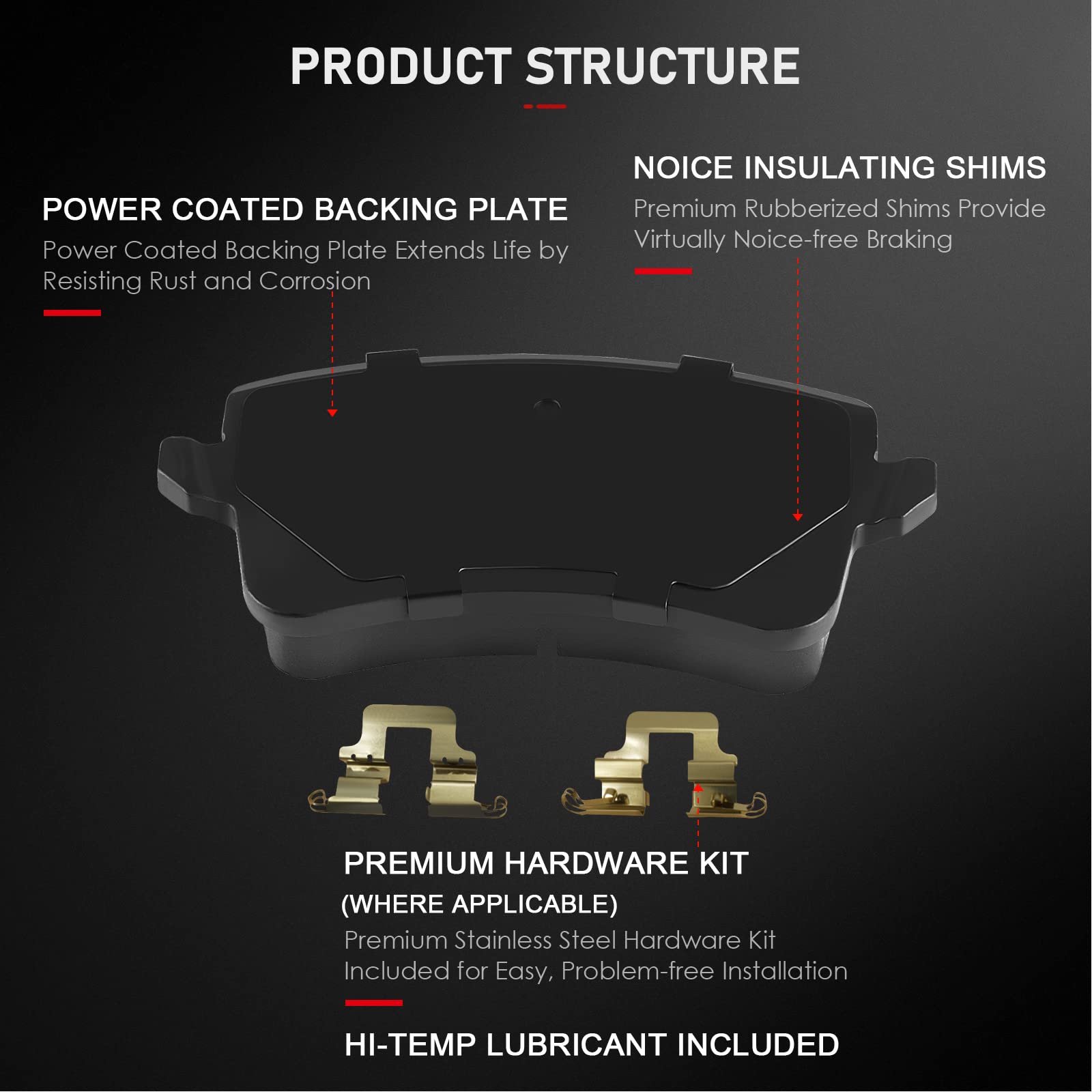 Cciyu D1322 D1386 Front Rear Ceramic Brake Pads Kits 8Pcs Fit For Audi A4, A4 Allroad, A4 Quattro, A5, A5 Quattro, Allroad, Q5,