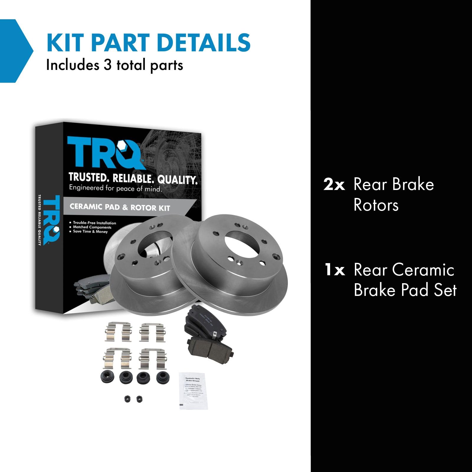 Trq Rear Brake Pad & Rotor Kit Brake Pads Brake Rotor Ceramic Compatible With 2010-2013 Kia Forte Forte Koup