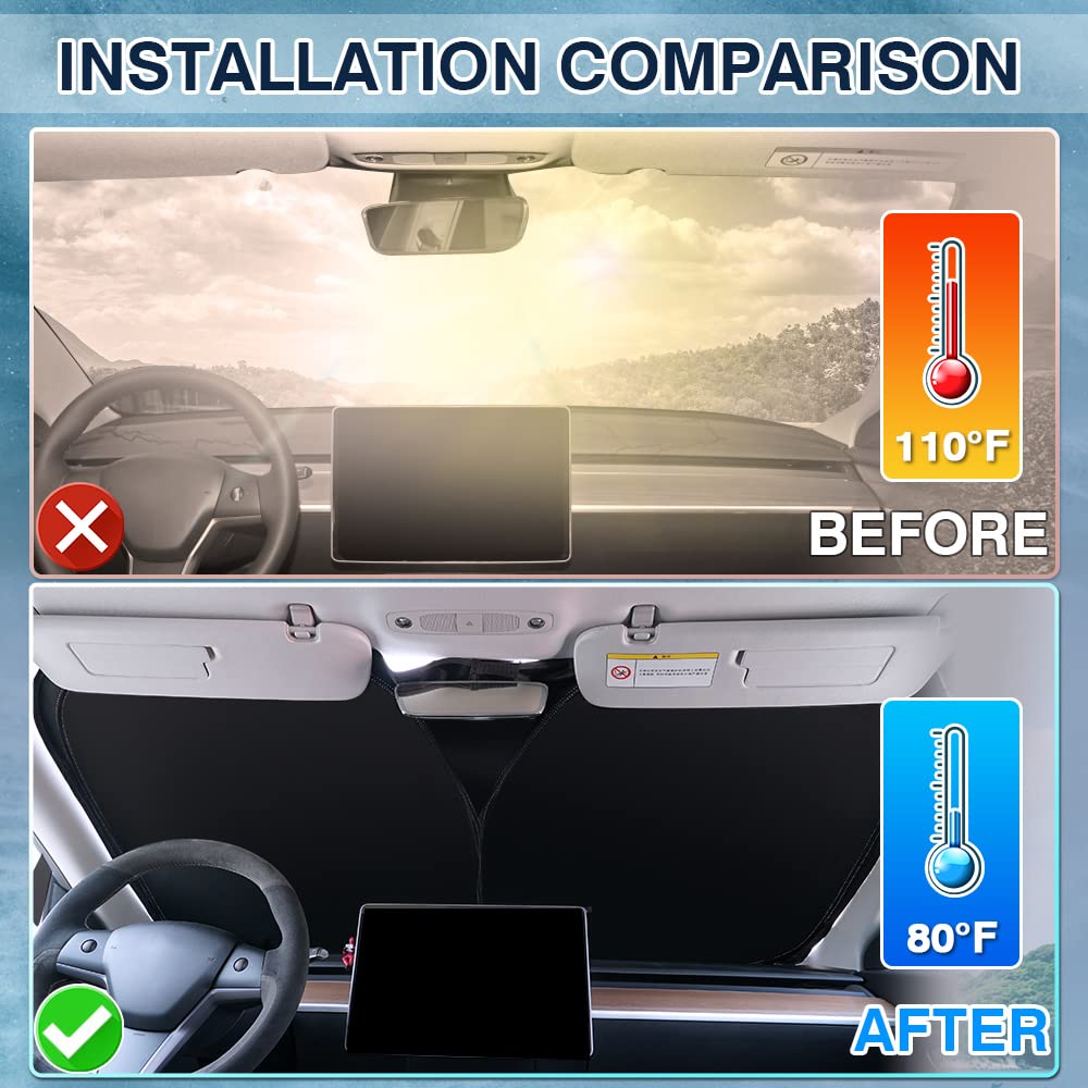 Karltys Sunshade For Jeep Grand Cherokee 2011-2021 Accessories (Not For Grand Cherokee L/Cherokee) Windshield Shade 240T Reflect
