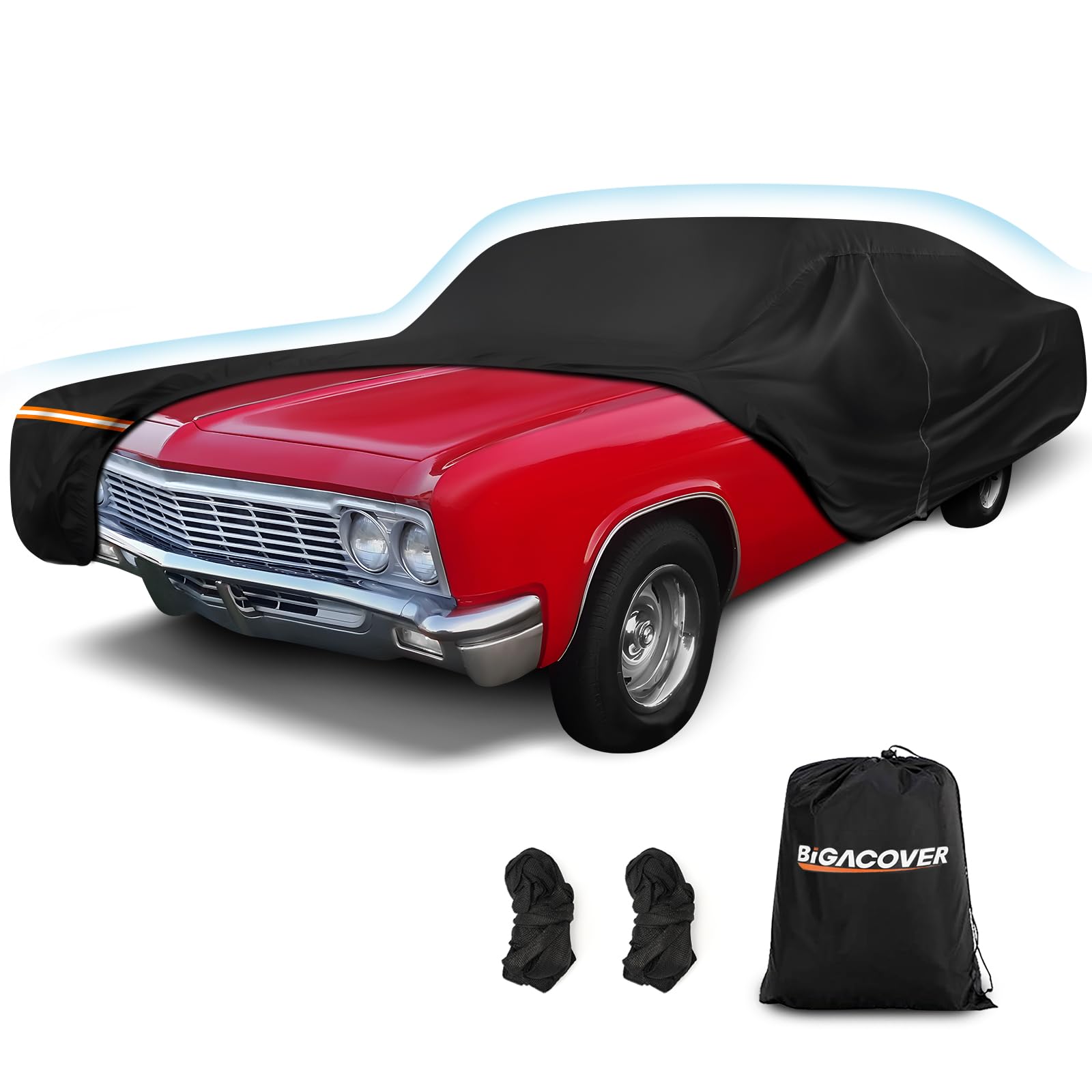 Car Cover For Chevy Caprice 2/4 Door Coupe/Sedan 1966-1996, Waterproof 210D Oxford Cloth And Cotton Cover Outdoor Full Car Cover