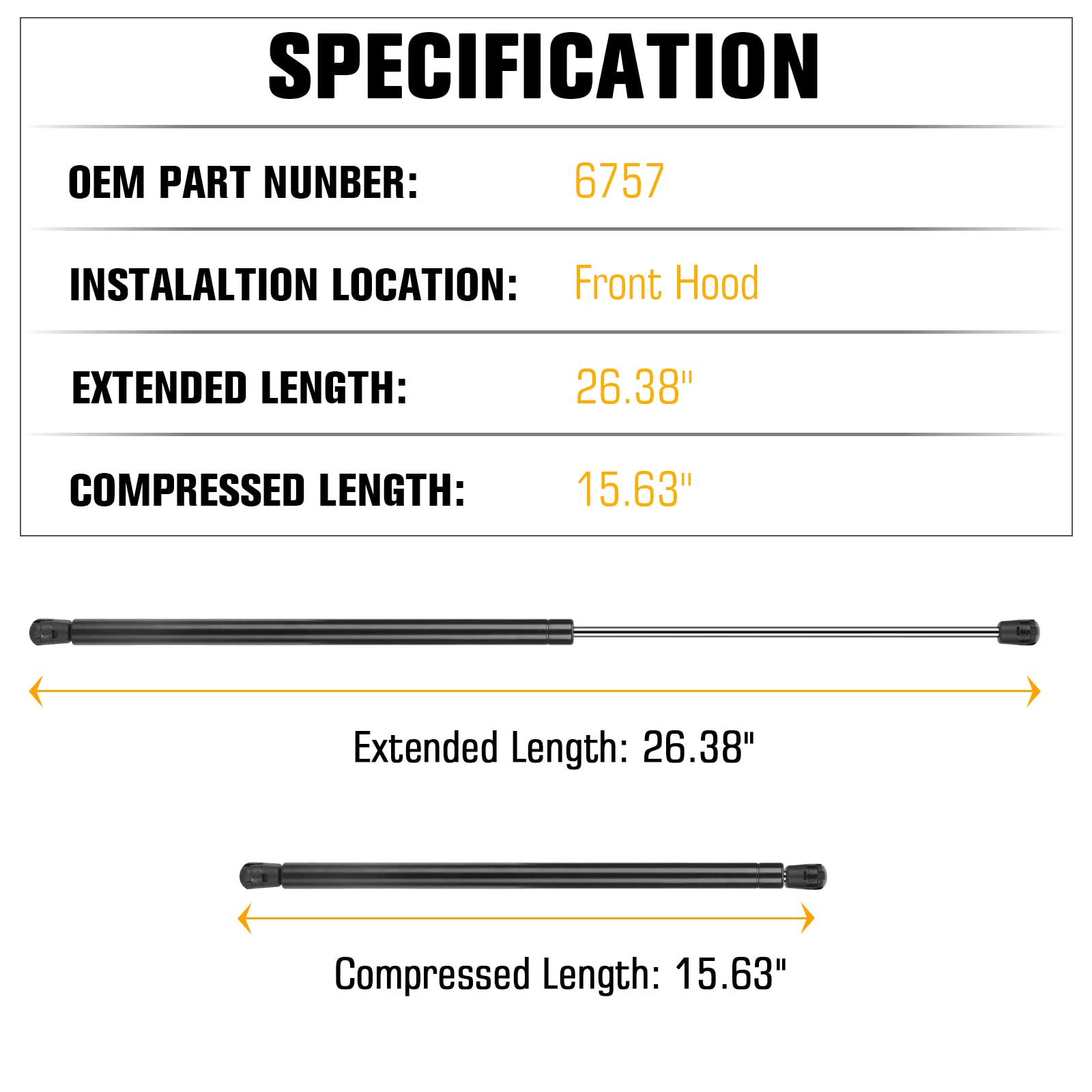 Front Hood Lift Support Strut for Toyota Avalon Camry 2012 2013 2014 2015 2016 Shocks 6757 2 Pcs