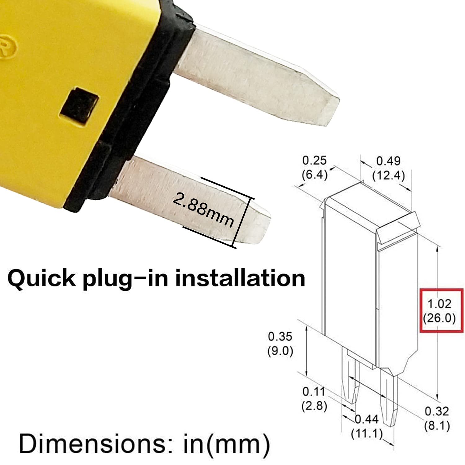 Iztor Automatic Reset Atm Mini Circuit Breaker Car Protector Blade Fuses Assortment Kit 10Pcs Dc14V E71 T1 20 Amp