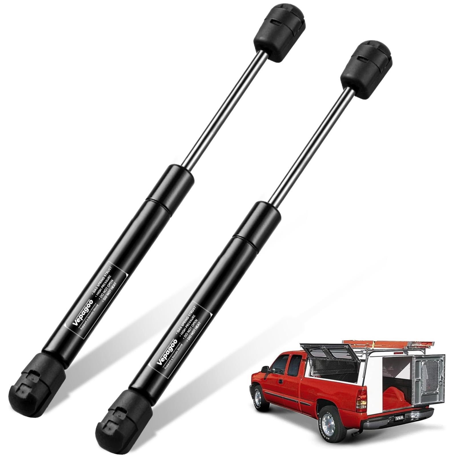 Vepagoo 12 Inch 45Lb Gas Struts Shocks For Camper Shell Rear Window, Weatherguard Tool Box Lid, Truck Canopy Cap Cover, Lift Sup