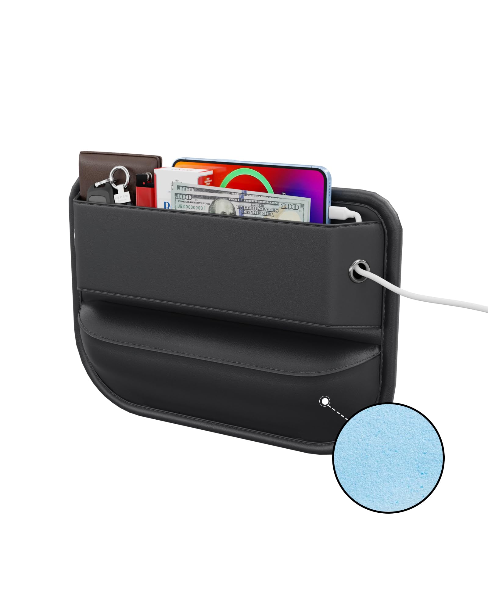 Wanfuder Car Seat Gap Filler Leather Car Box Organizers And Storage Front Seats Interior Automotive Essentials - Car Accessories For Phones, Glasses, Keys, Cards-1 Pack1