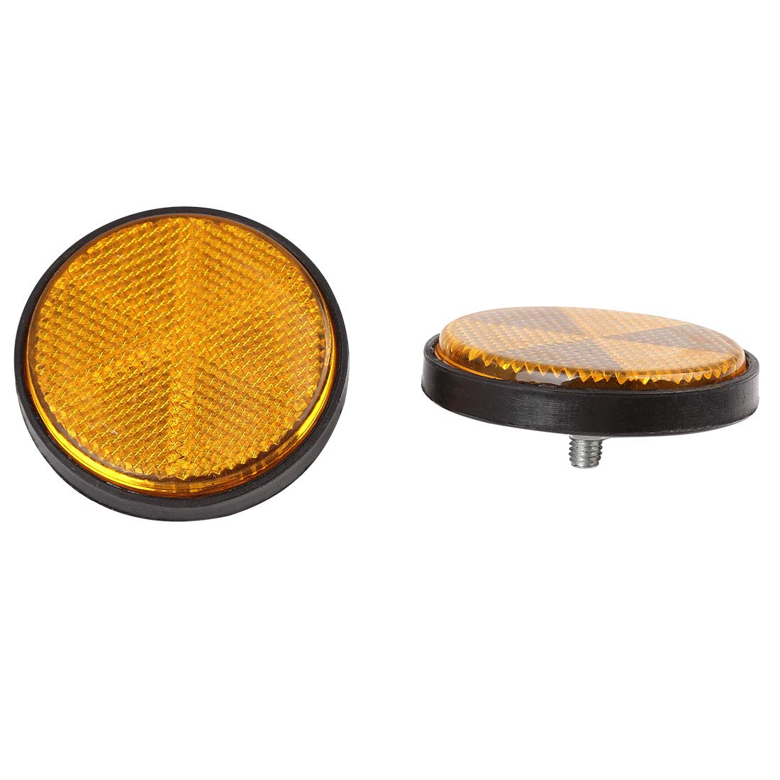 Uxcell 2Pcs 6Mm Yellow Plastic Screw Mount Reflective Warning Motorcycle Reflector