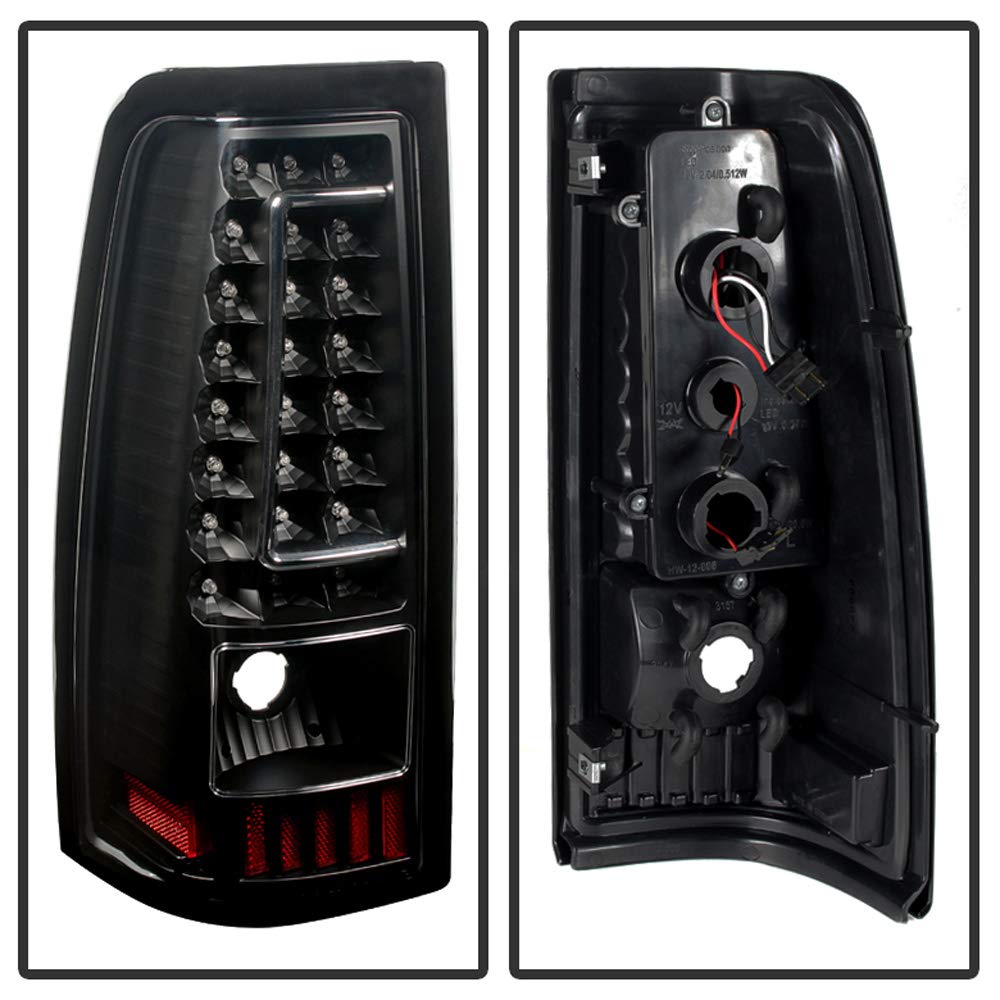 Acanii - For 2003-2006 Chevy Silverado 1500 2500Hd 3500Hd Black Housing [C-Strip] Led Tail Lights Brake Lamps Left+Right