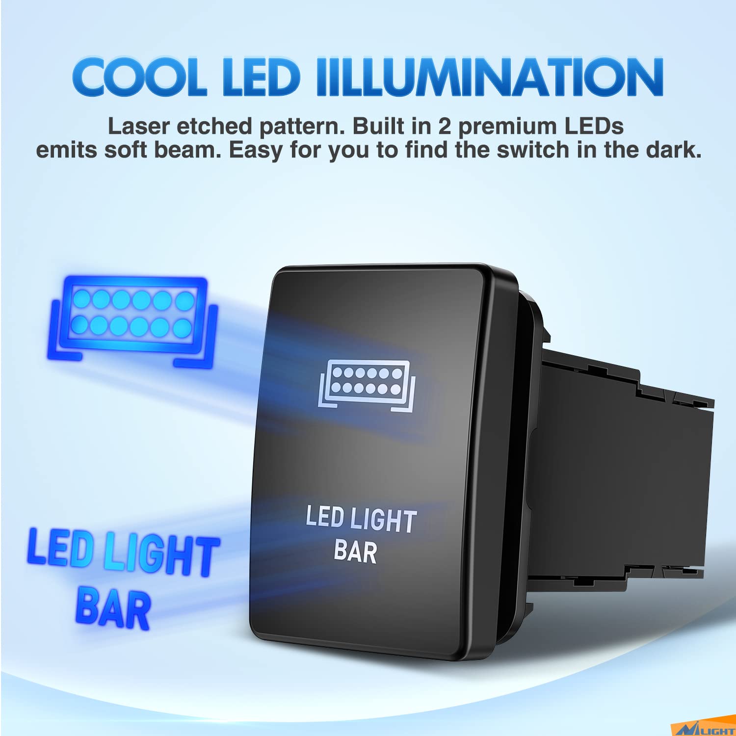 Nilight LED Light BAR Push Button Switch 12V ON Off with Connector Wire Kit 1.28'' x 0.87'' Replacement for Toyota Sequoia Highl