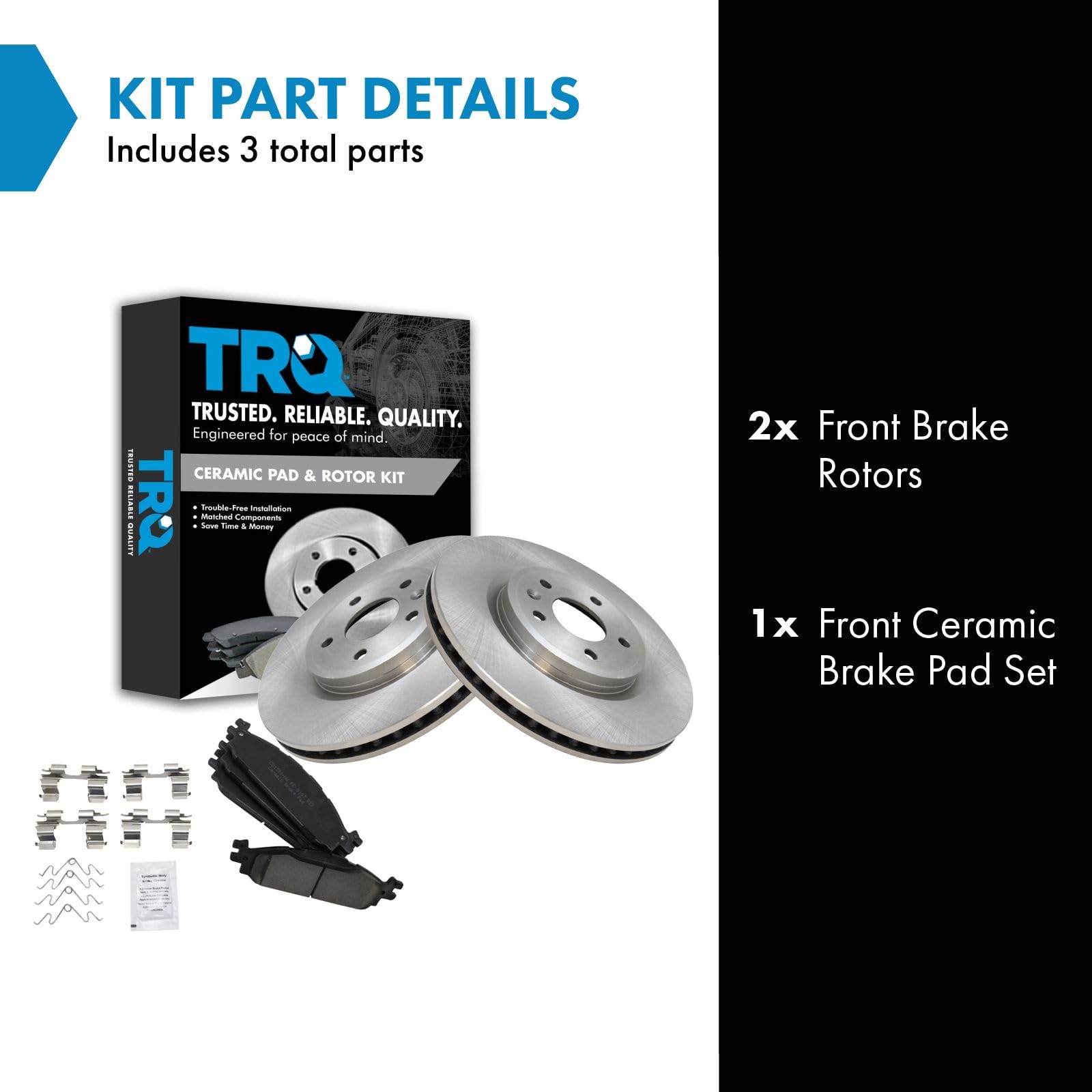 Trq Front Brake Pad & Rotor Kit Brake Pads Brake Rotor Ceramic Compatible With 2011-2019 Ford Explorer 2009-2019 Flex 2010-2019