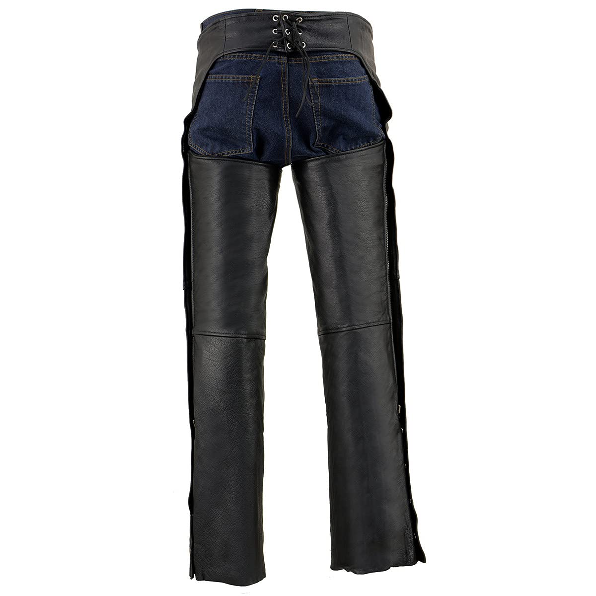 Milwaukee Leather Sh1103 Men'S Black Leather Slash Pocket Chaps With Snap Out Liner - 6X-Large