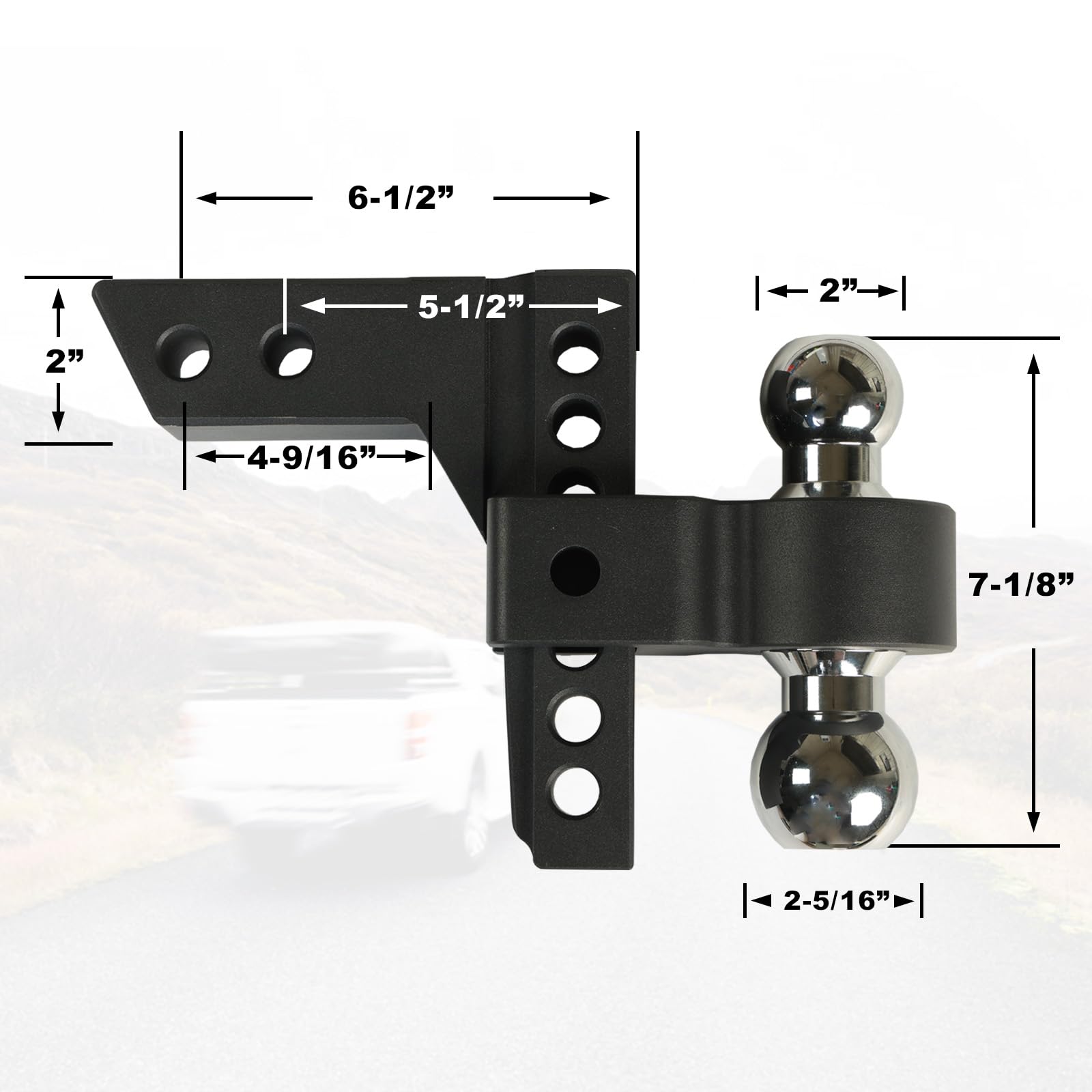 Torin Atrfh0086B Adjustable Trailer Towing Hitch And Ball Mount: Fit 2 Inch & 2.3 Inch Ball Receivers, 6 Inch Drop And Rise For