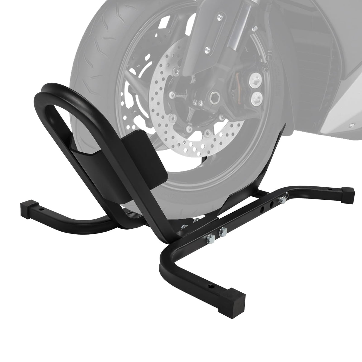 Donext Motorcycle Front Tire Chock, 1500 lbs Heavy Duty Wheel Stand, Black Motorbike Front Chock for 17''-21'' Wheels, High-Grad