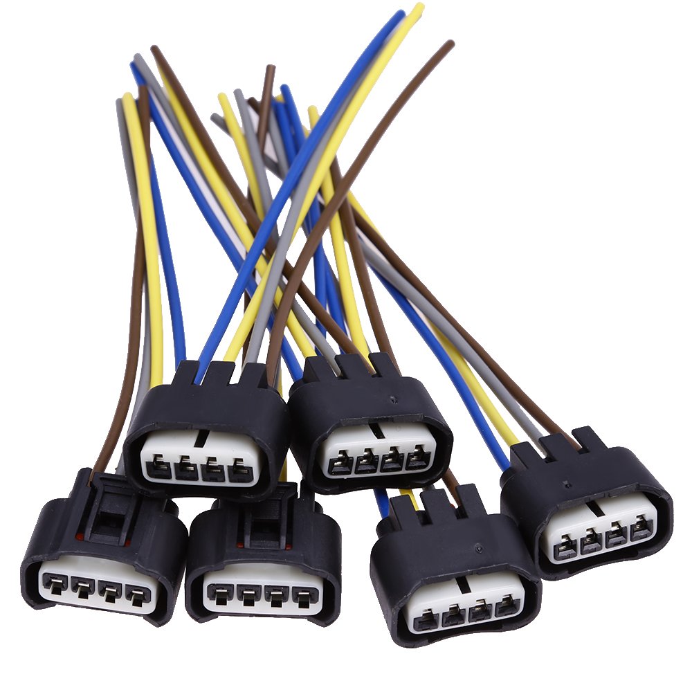 Saihisday 90980-11885 Ignition Coil Connector Plug Harness Replacement for Toyota Lexus 4-Way Female (Pack of 6)
