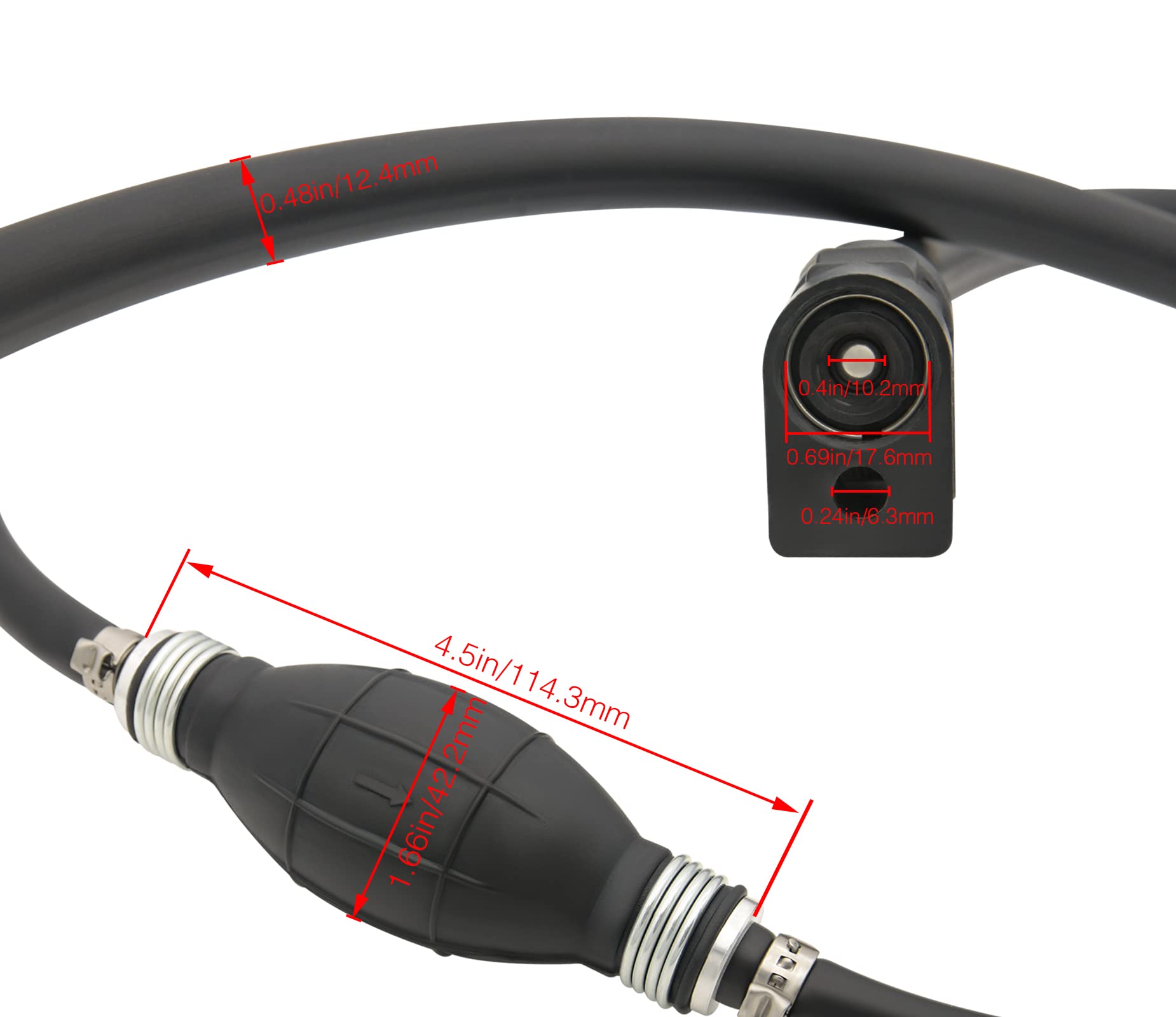 Notetoupt Fuel Line Assembly 5/16' 8Mm Fuel Gas Line Hose For Marine Outboard Boat Motor Rvs Fuel Assembly Ith Primer Bulb Steel Hose Clamps With Primer Bulb Steel Hose Clamps 6Ft Fuel Line