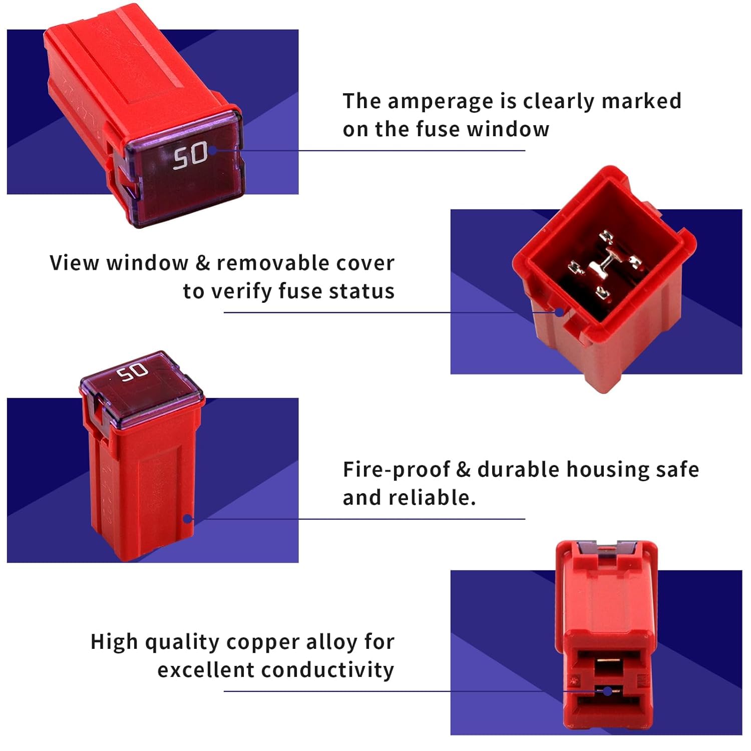 Jcase Fuse Kit Mini Jcase Fuse Assortment High Profile 50A Fit For Ford Chevy/Gm Nissan And Toyota Pickup Trucks Cars And Suvs