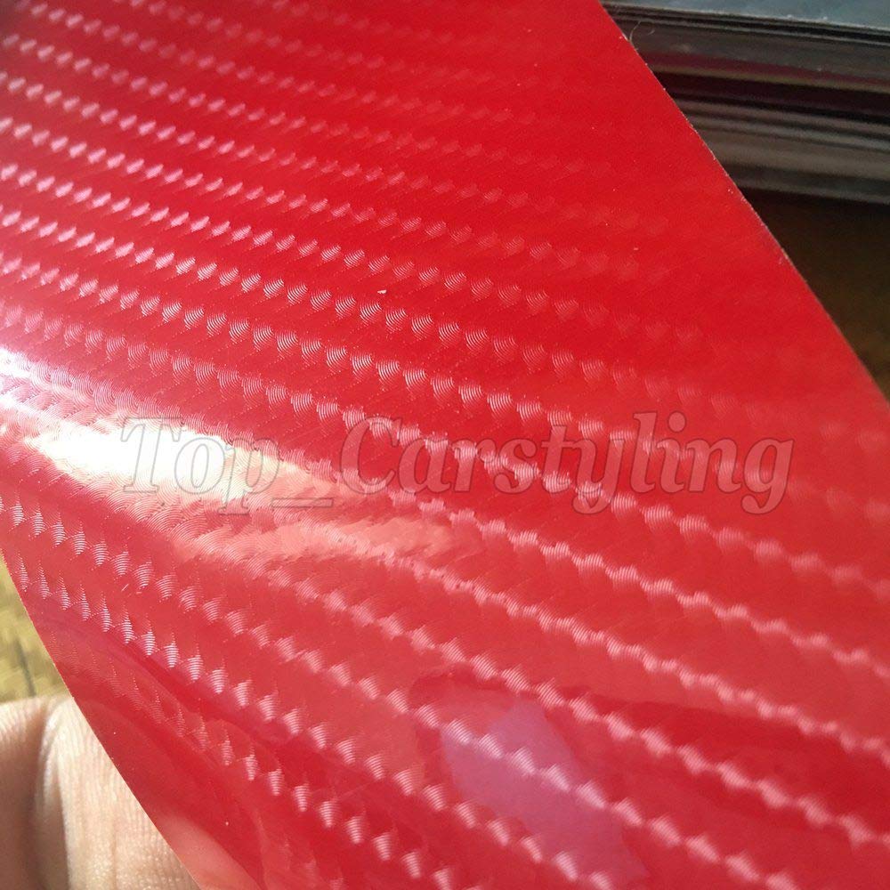 Lzlrun Red 6D Carbon Fiber Stickers High Gloss Carbon Fiber Vinyl Film Car Interior Waterproof And Anti-Scratch Sticker (1Ft X 5Ft)