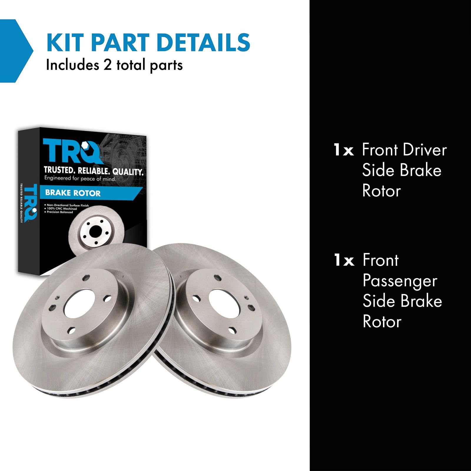 Trq Front Brake Rotors Set Vented Compatible With 2017-2020 Fiat 124 Spider 2016-2019 Mazda Mx-5 Miata
