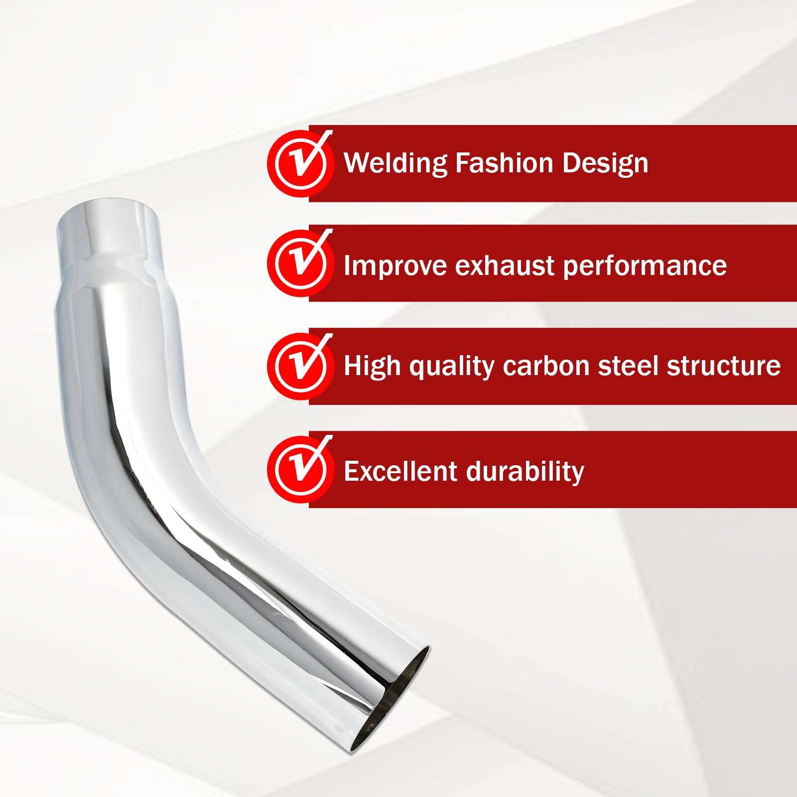 BIGREAT 4 Inch Chrome Plated Diesel Exhaust Elbow Tip,4'' Inlet 5'' Outlet Side Exit Exhaust Tip, 23'' Length Turndown Exhaust P