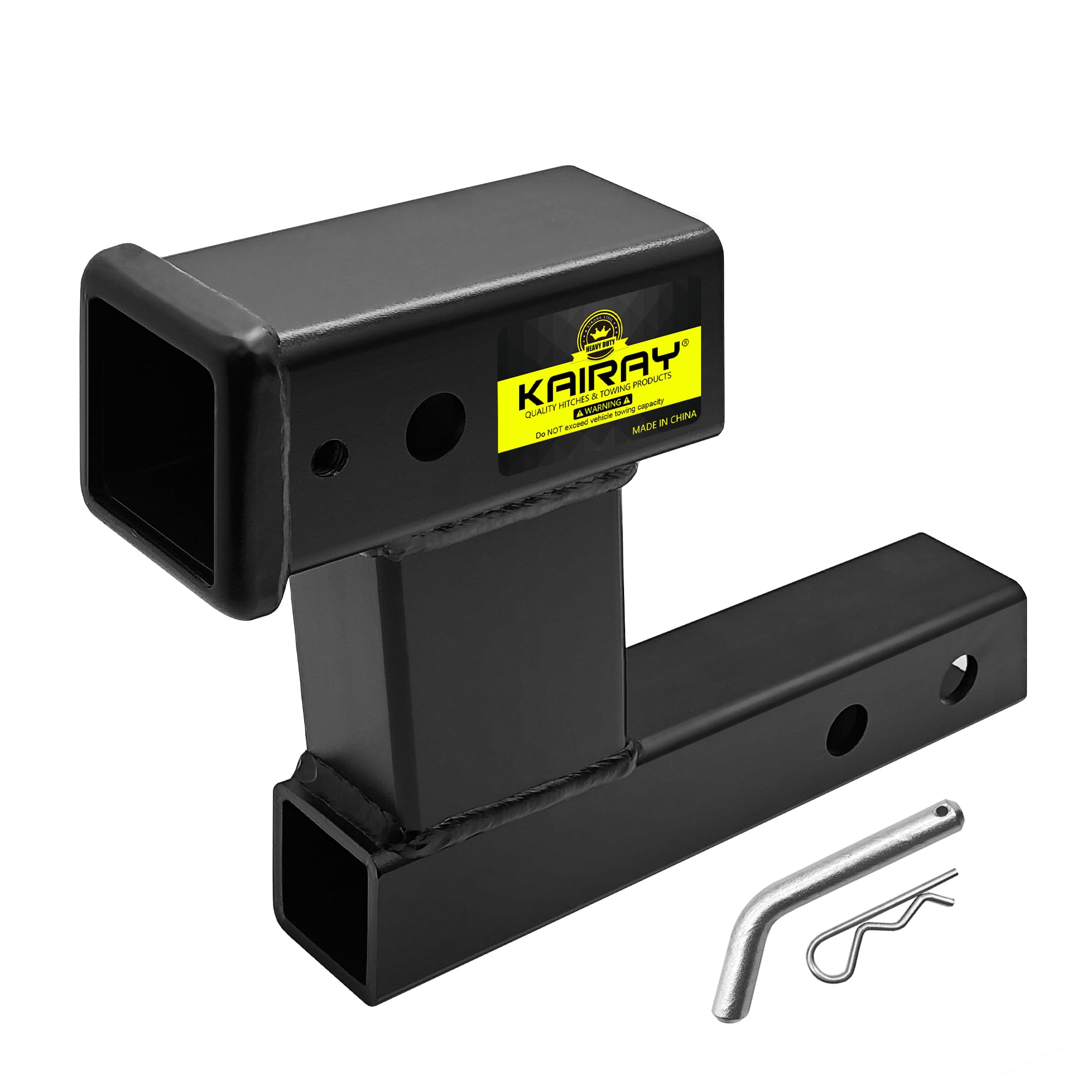 Kairay Trailer Receiver Hitch Riser Extender Adapter 6'' Drop/Riser, 8'' And 10'' Extension Length, 2'' Shank, 7500Lbs Towing Ca