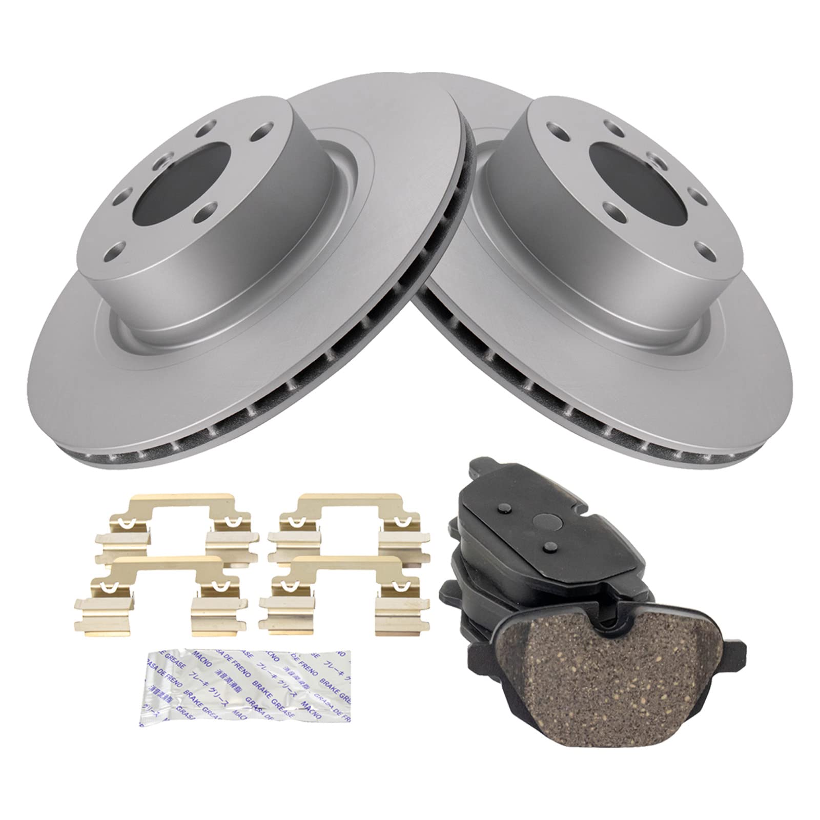 Trq Rear Brake Pad & Rotor Kit Brake Pads Brake Rotor Ceramic Premium G-Coated Compatible With 2011-2016 Bmw X3 2015-2016 X4