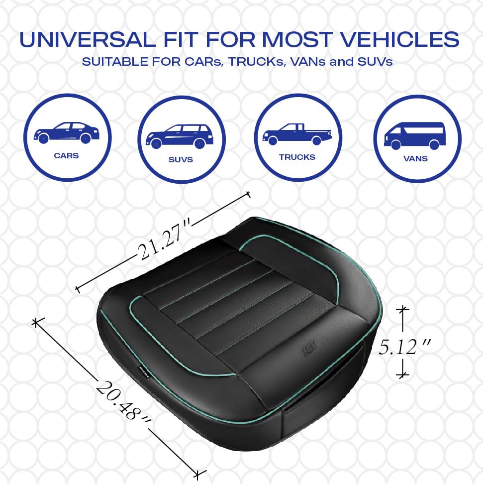 Skechers Car Seat Cover,Memory Foam Luxury Faux Leather Front Bottom Seat Cushion Cover,Universal Anti-Slip and Wrap Around The