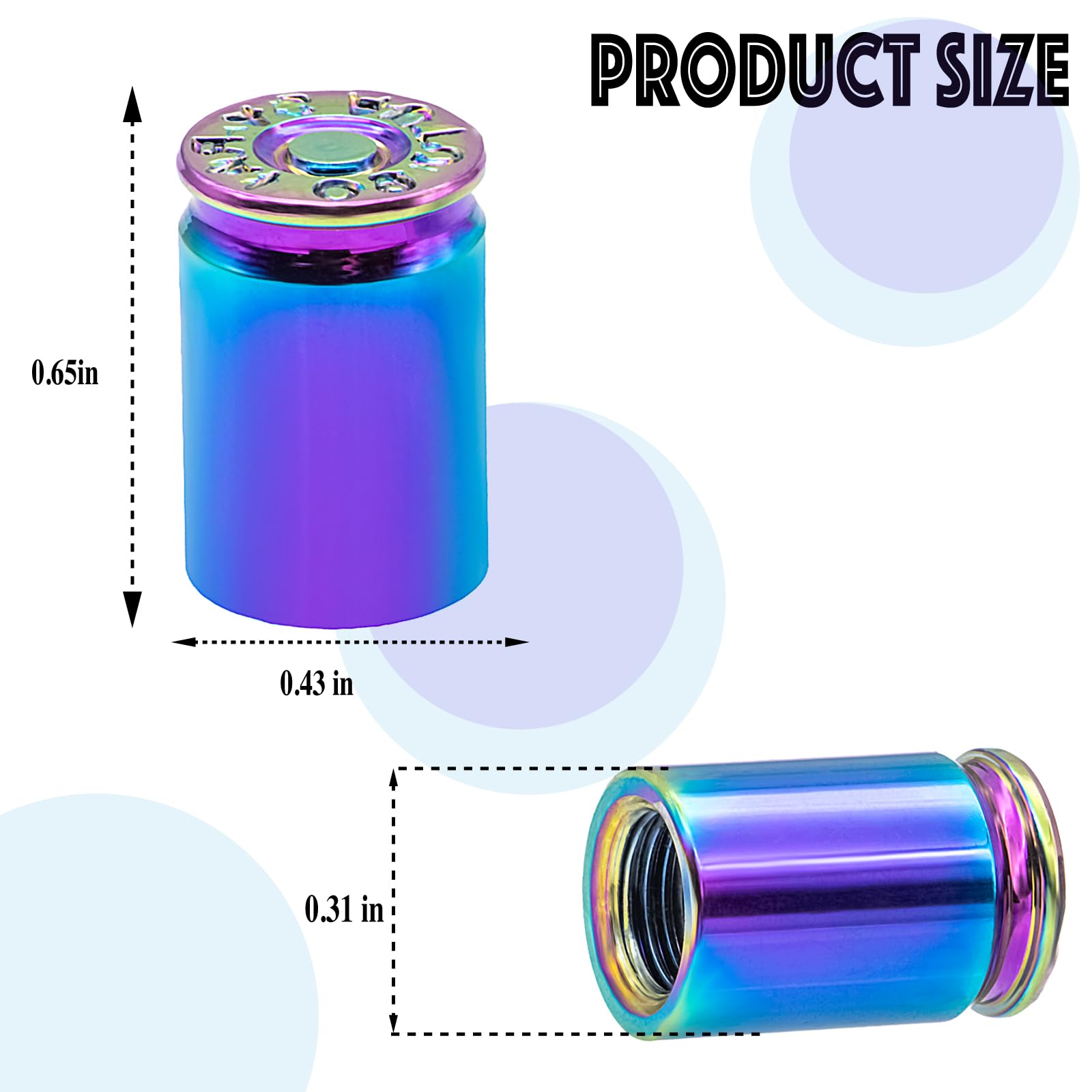 Meajoo 4Pcs Bullet Shell Tire Valve Stem Caps, Aluminum Alloy Car Air Stem Cap, Universal Dustproof Tire Valve Stem Covers For C