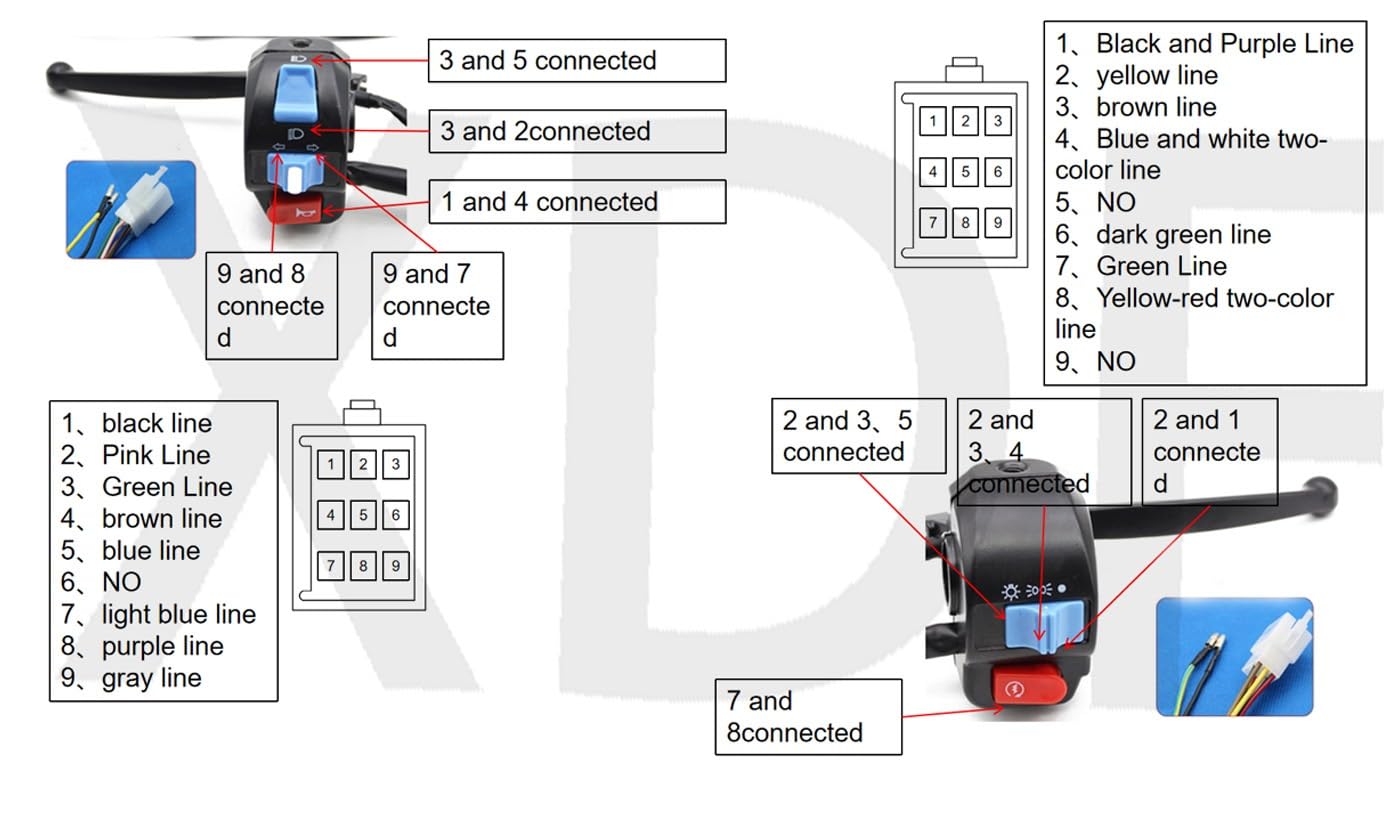 XDF 1 Pair 12V Waterproof Motorcycle Left and Right Handlebar Control Switch Horn Turn Signal Compatible with GY6 50cc 125cc 150