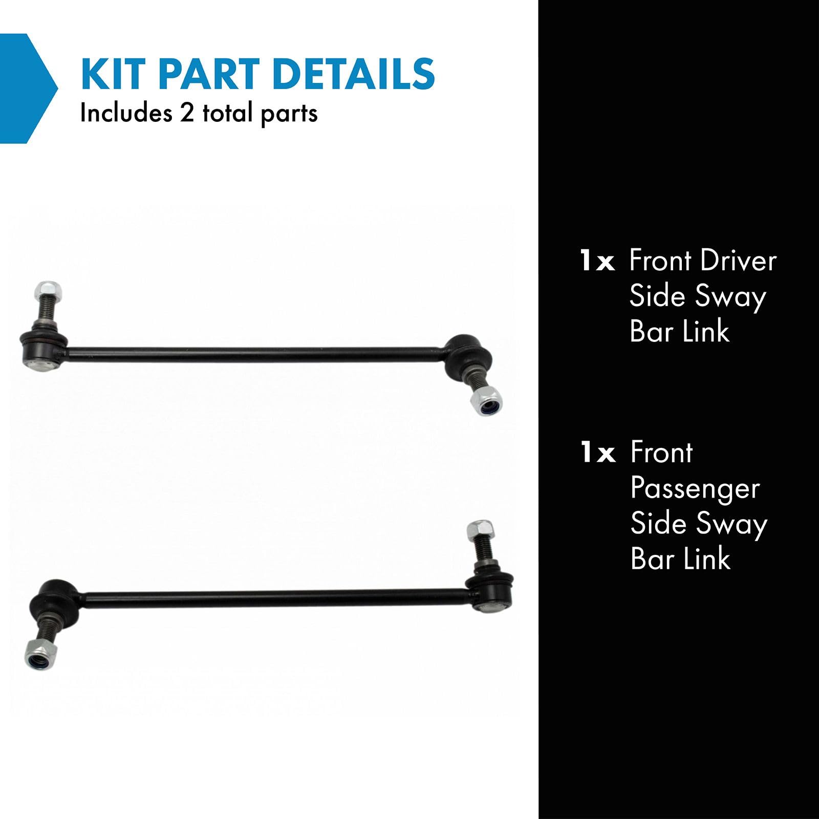 Trq Front Sway Bar Stabilizer Link Set Compatible With 2012-2015 Mercedes-Benz C250 2008-2011 C300 2008-2015 C350 C63 Amg 2010-2