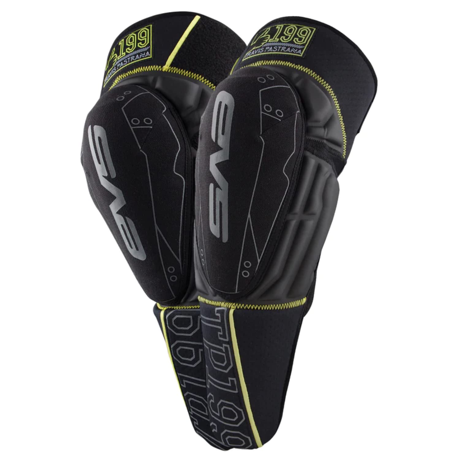 Evs Sports Tp199 Knee / Shin Guard, (Black / Hi-Viz Yellow, Large/X-Large)