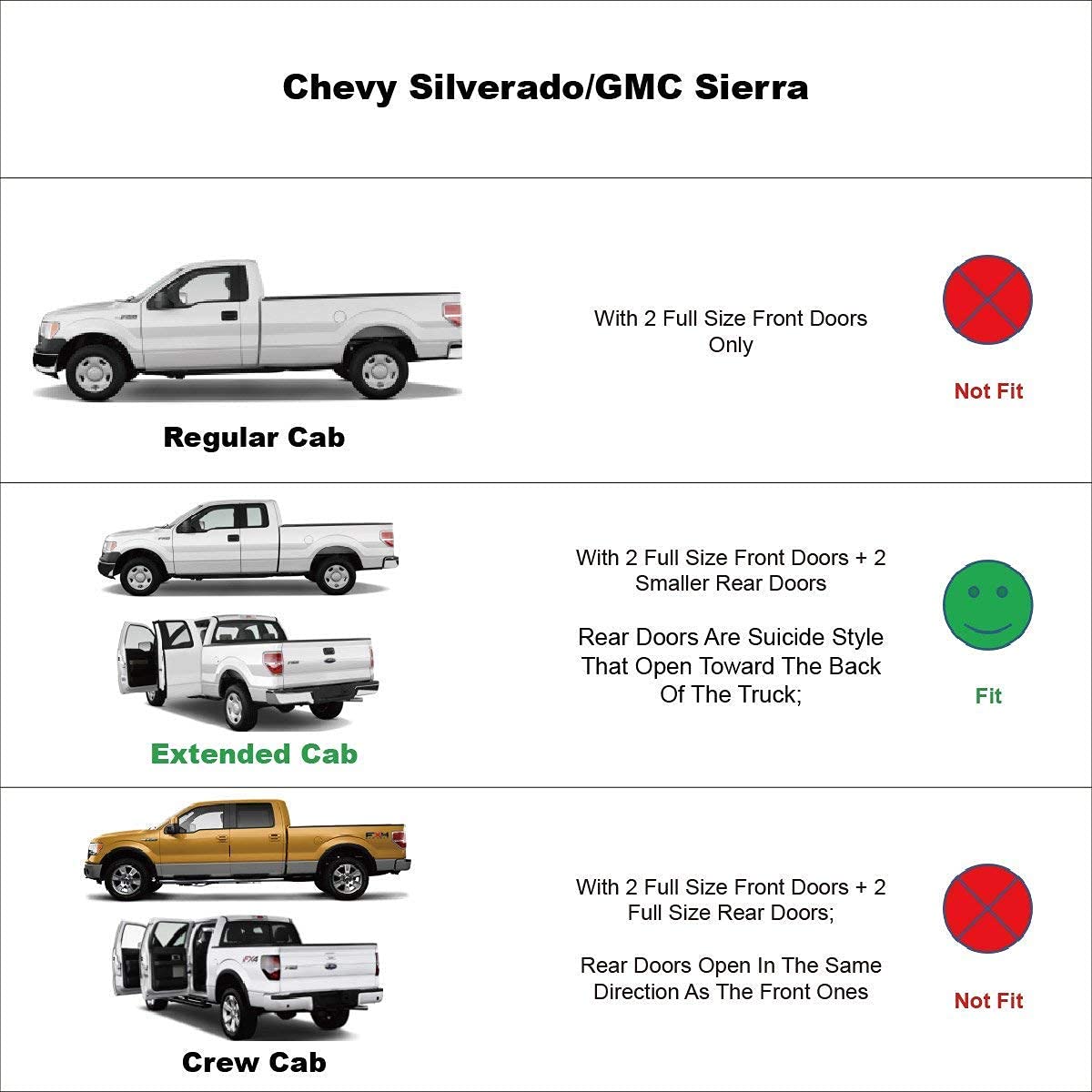 Window Deflectors Rain Guards Visors For 2007-2014 Chevy Silverado/Gmc Sierra 1500/2500Hd/3500Hd Extended Cab, Side Window Defle