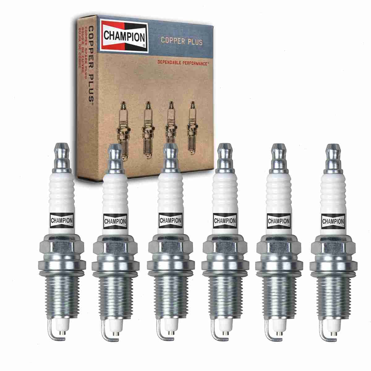 6 pc Champion Copper Plus Spark Plugs compatible with Dodge Ram 1500 3.9L V6 1997-2001