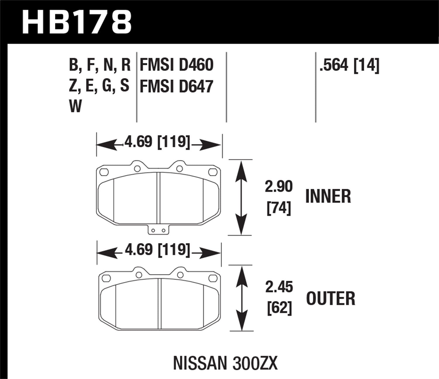 Hawk Performance Hb178N.564 Hp Plus Brake Pad