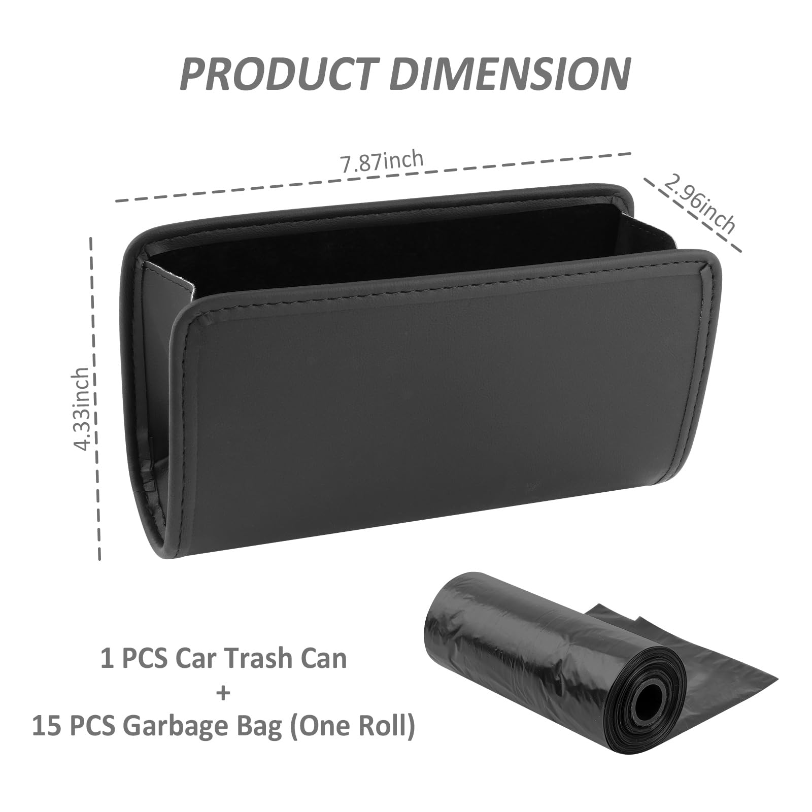 Hanging Car Trash Can,Waterproof Leather Car Trash Bin with One Roll Car Trash Bag,Multifunctional Foldable Car Garbage Can Car