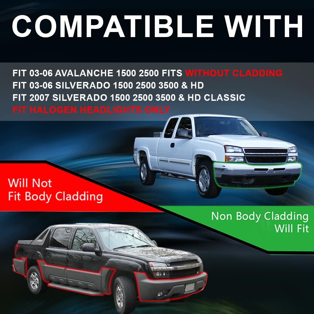 Pit66 Headlights Assembly, Compatible With Chevy Silverado 1500 2500 3500 Hd Models 03-06/ Compatible With Avalanche 1500 2500 0