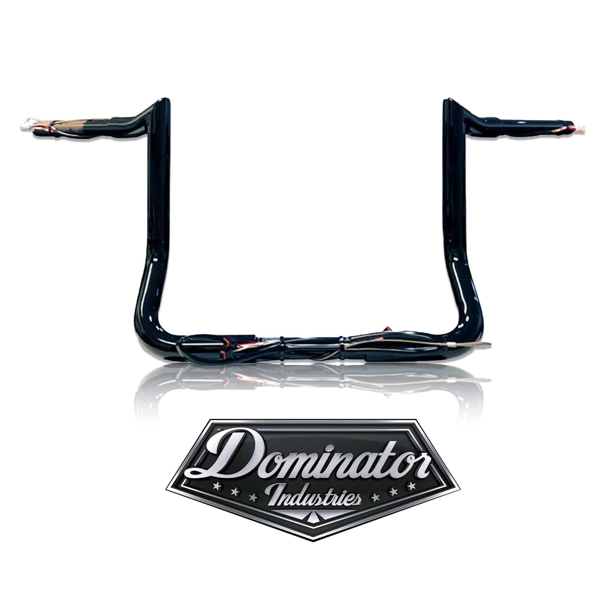 Dominator Industries 1 1/4' Pre-Wired 12' Meathook Bar Ape Hangers Handlebars For 2014-2023 Harley-Davidson Bagger Touring Electra & Street Glide (Gloss Black) Heated Grip Option