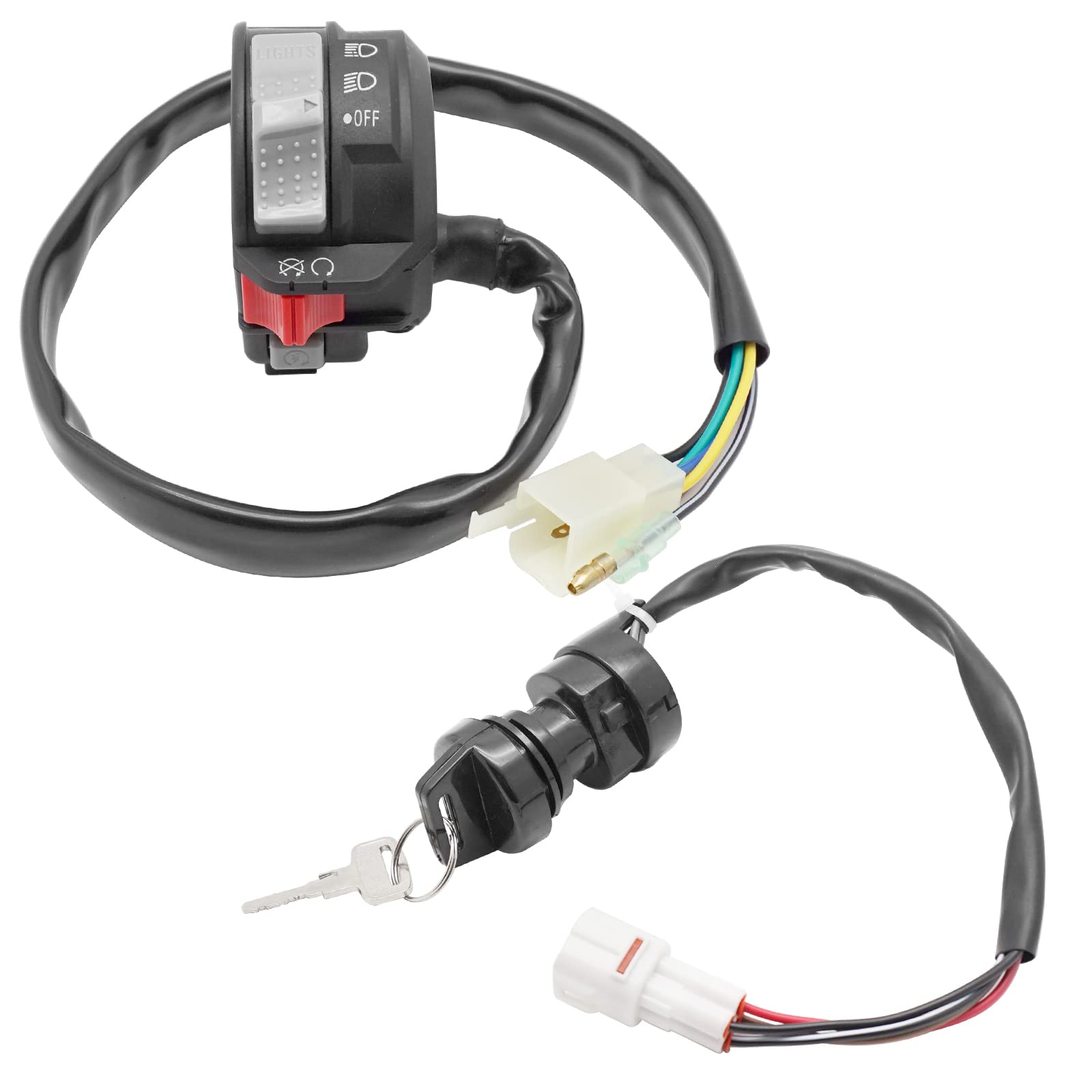 M Mati Start Stop Headlight Switch & Ignition Key Switch For Yamaha Warrior 350 Grizzly 600 1996-2001 Big Bear 350 Wolverine 350 1995-2001 Kodiak 400 1993-1999 Moto-4 350 1995