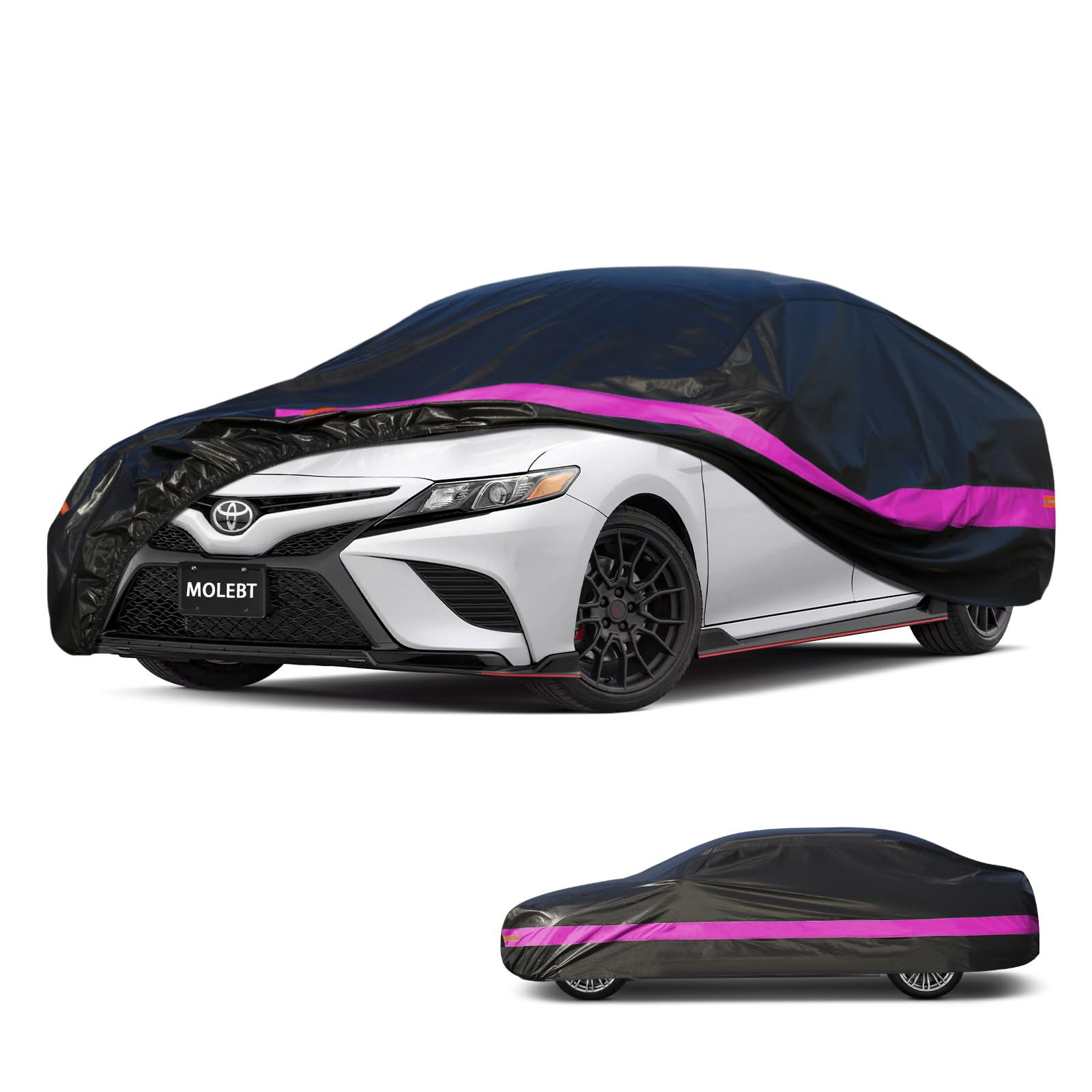 Car Cover Waterproof All Weather For Sedan Coupe, Pink Car Covers For Automobiles, Outdoor Full Exterior Cover Rain Snow Protect